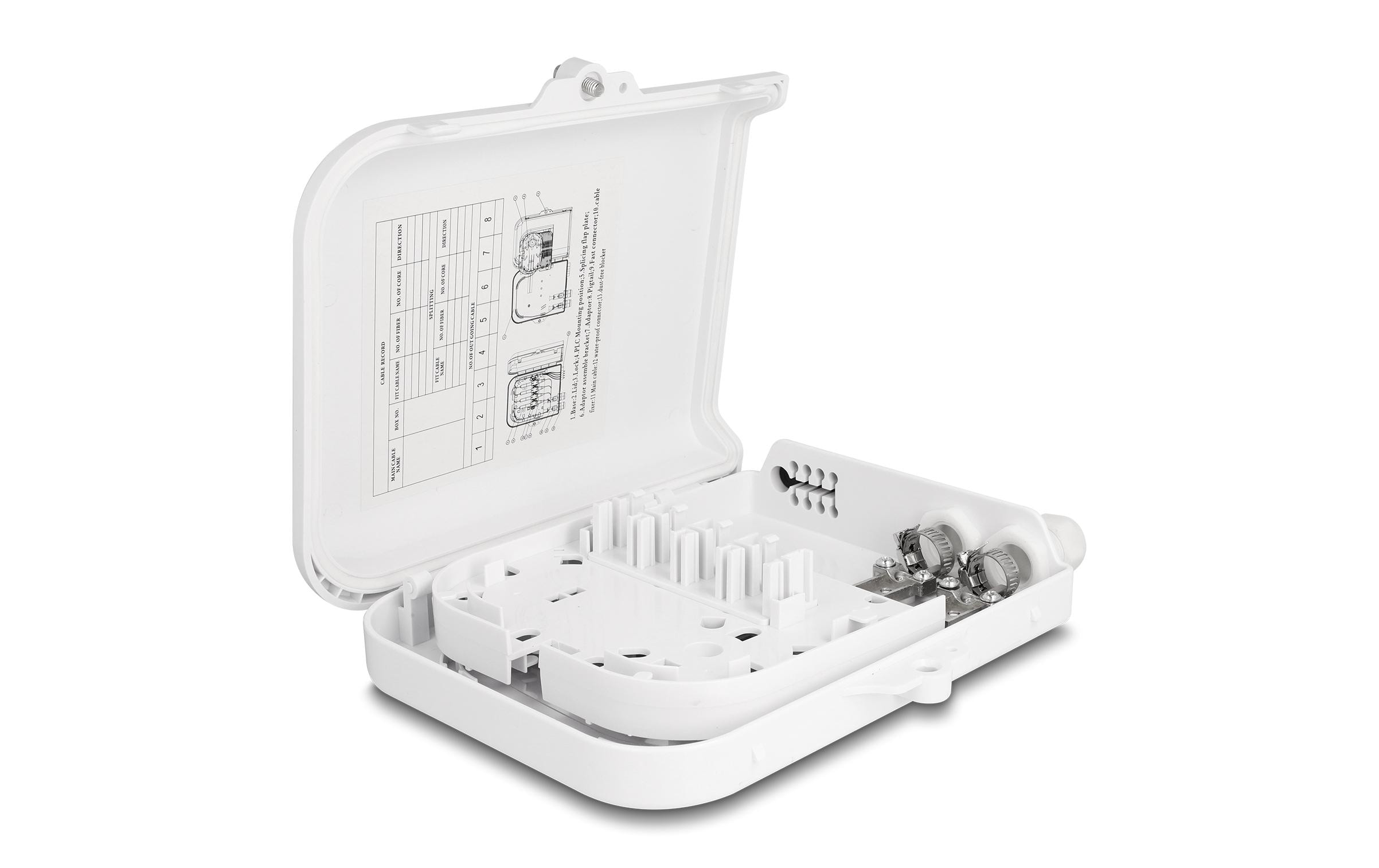 Delock LWL Verteilerbox IP65, 8 Port, Weiss