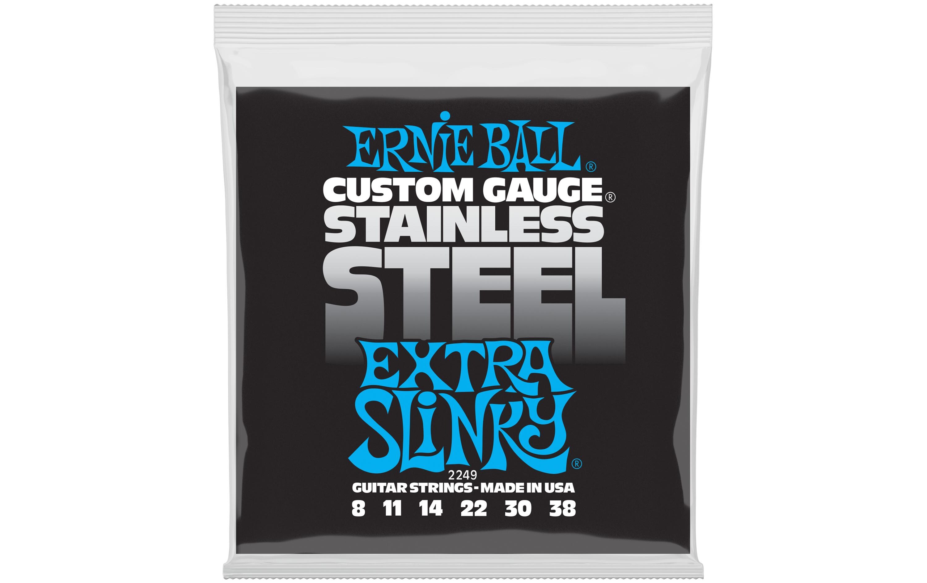 Ernie Ball Gitarrensaiten 2249 Slinky Stainless Steel – Extra 8-38