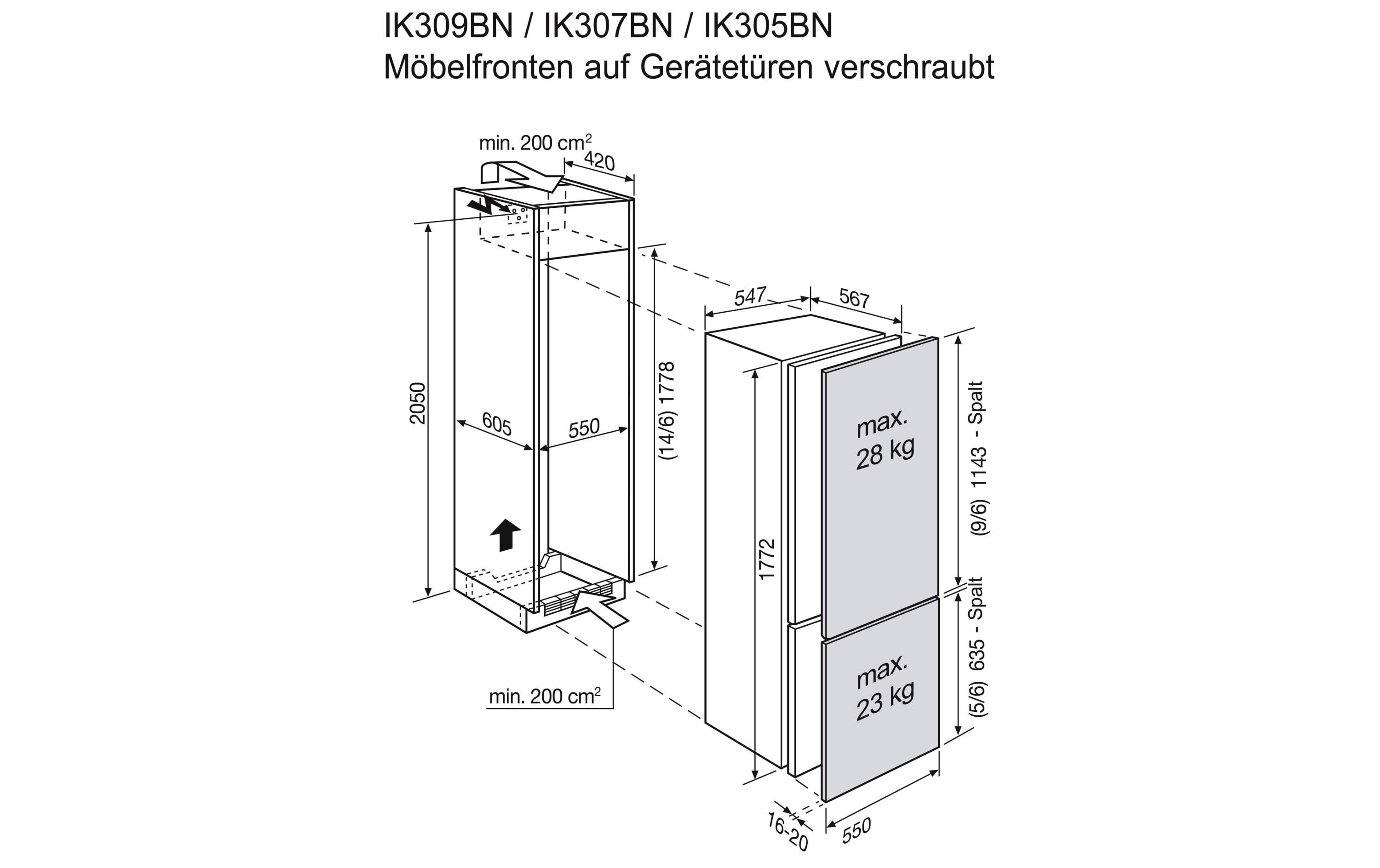 Electrolux Einbau-Kühl-Gefrierkombination IK305BNR Rechts, Wechselbar