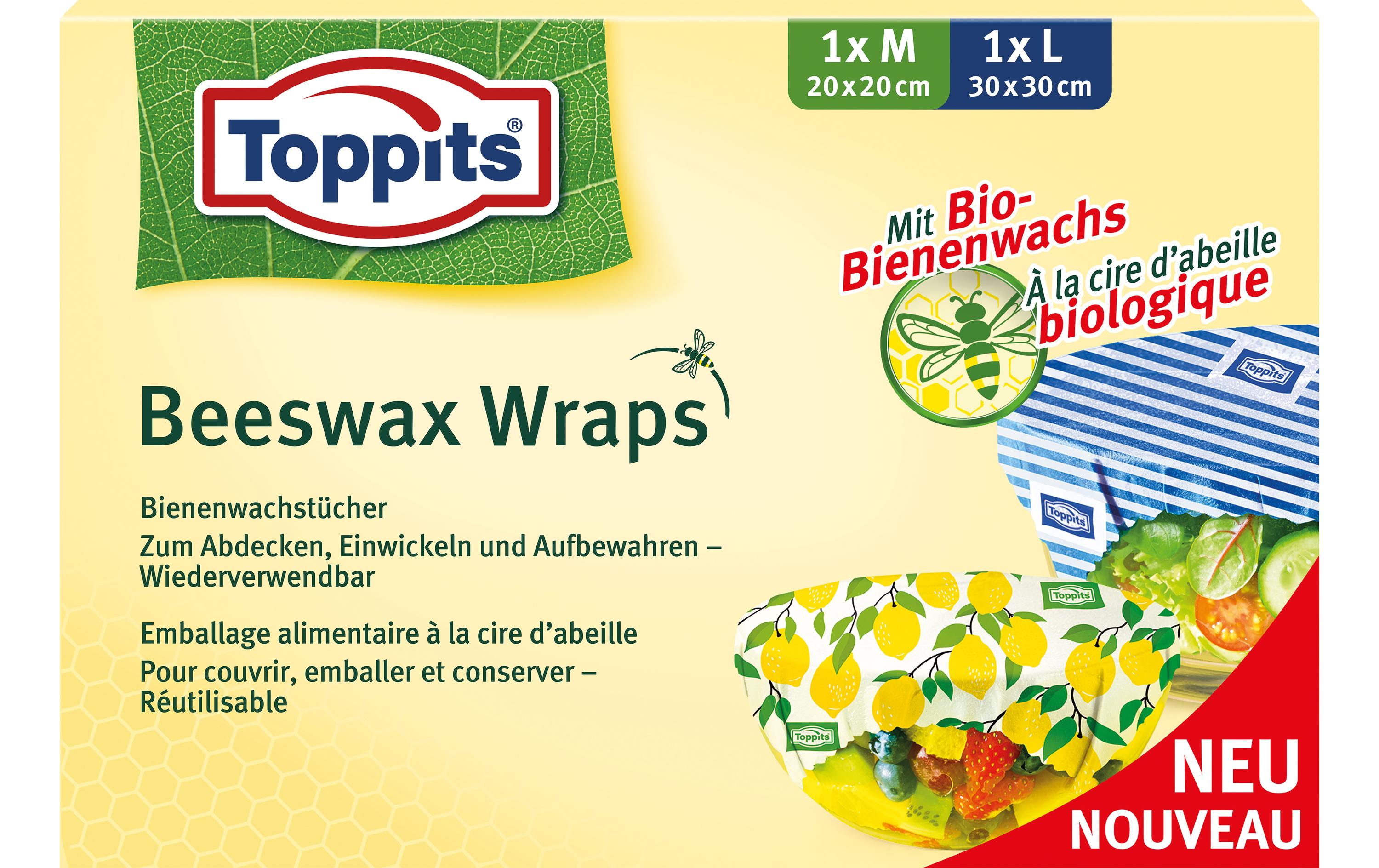 Toppits Bienenwachstuch 2 Stück, Mehrfarbig