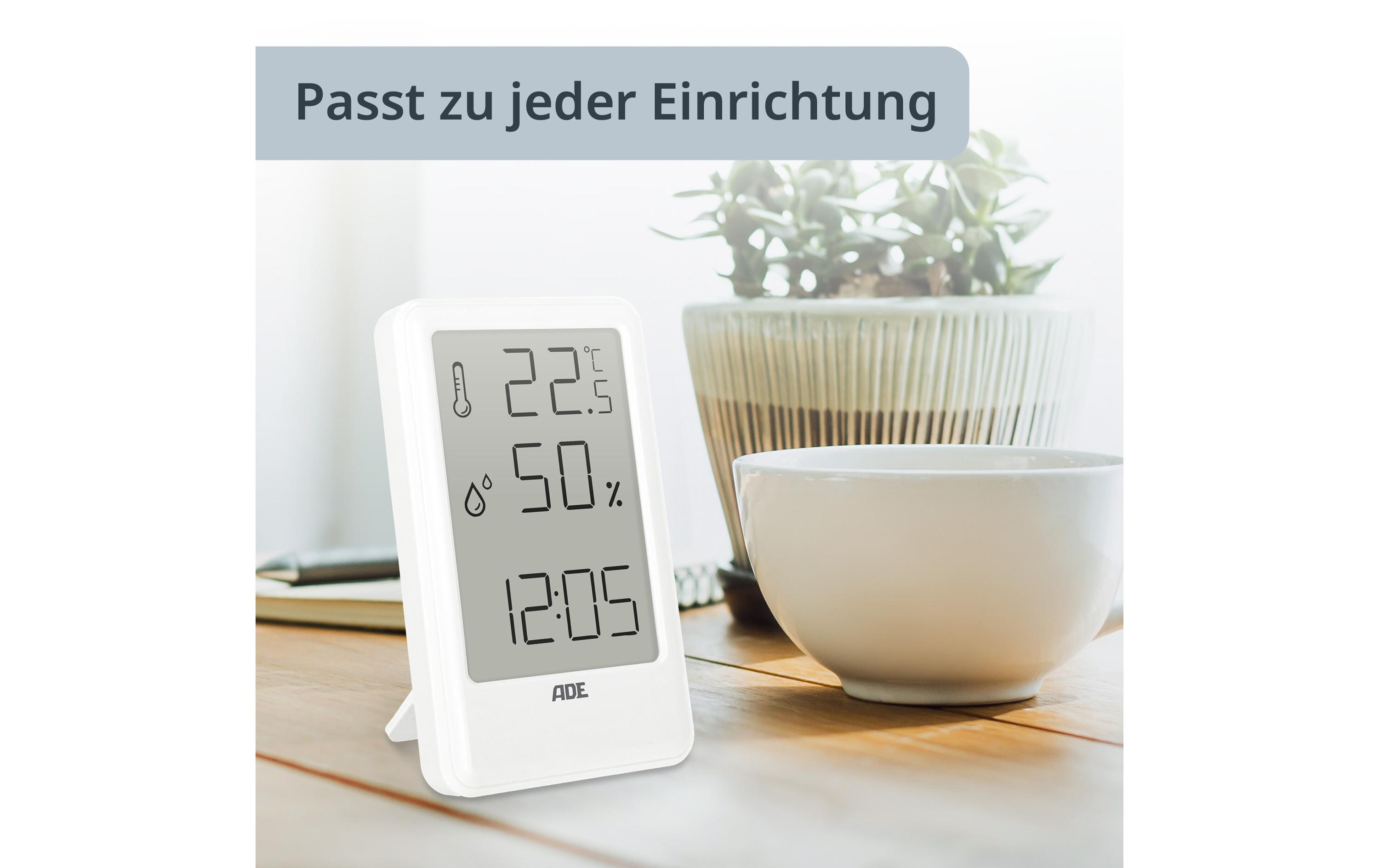 ADE Wetterstation Thermo-Hygrometer 11 cm, Weiss