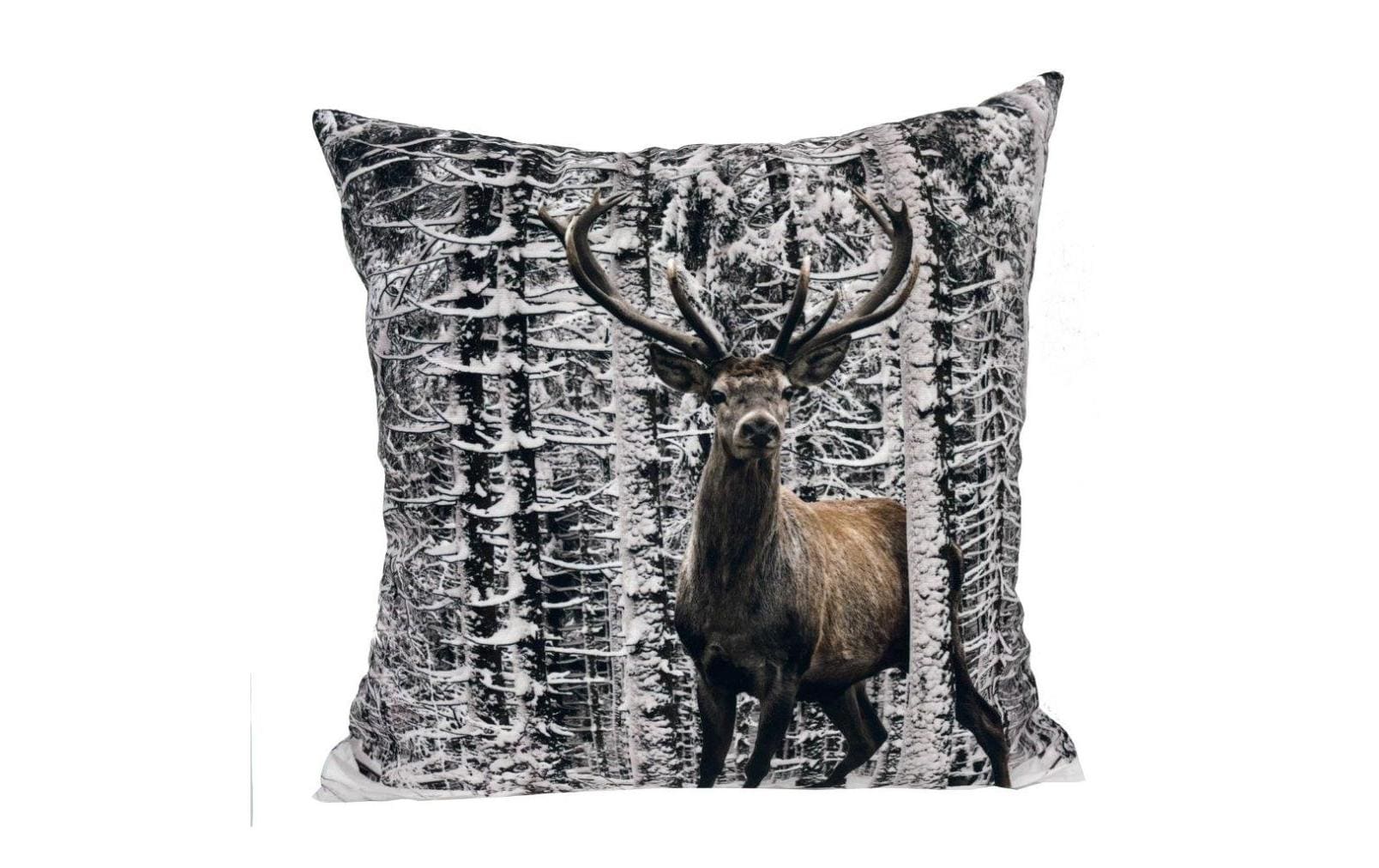 Dameco Kissen gefüllt Hirsch 40 x 40 cm, Braun/Weiss