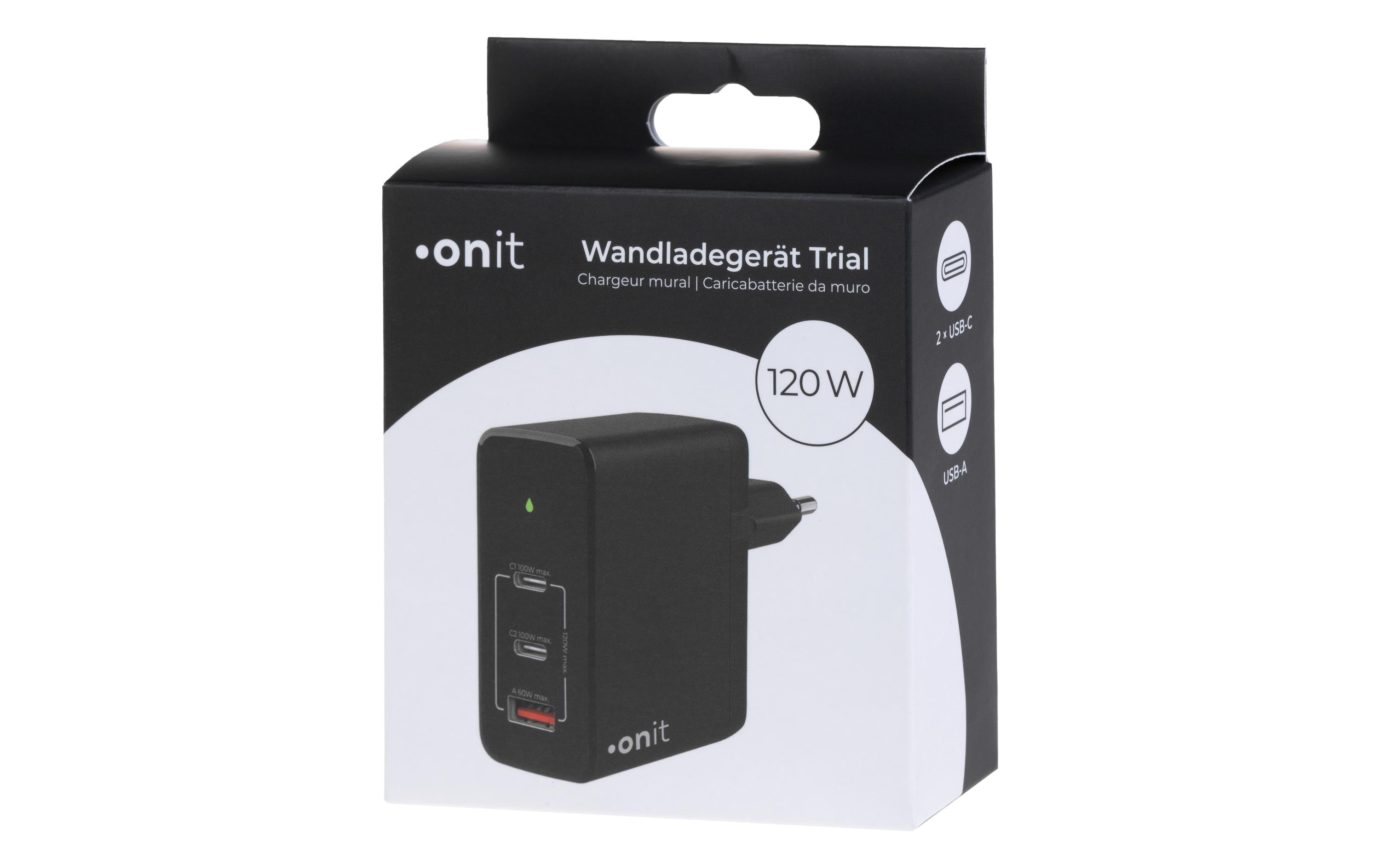 onit USB-Wandladegerät Trial QC5.0 120 W GaN Schwarz