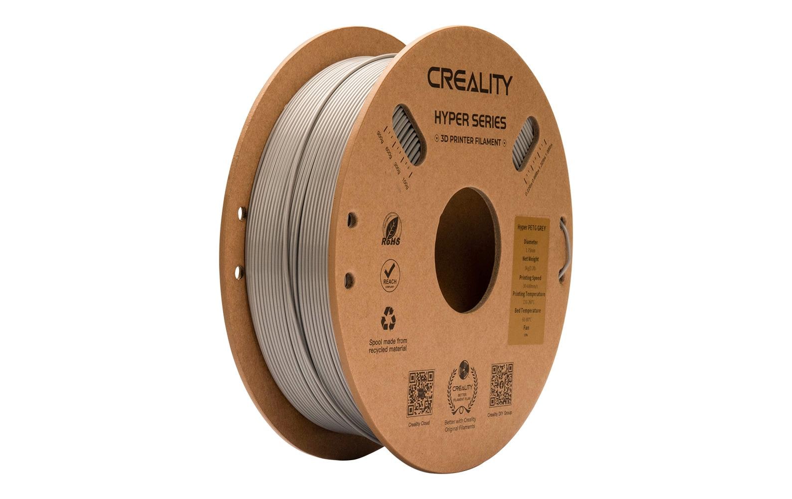 Creality Filament PETG Hyper Grau, 1.75 mm, 1 kg