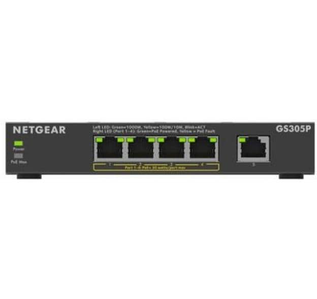 Netgear PoE Switch GS305Pv3 5 Port, PoE Budget: 63 W