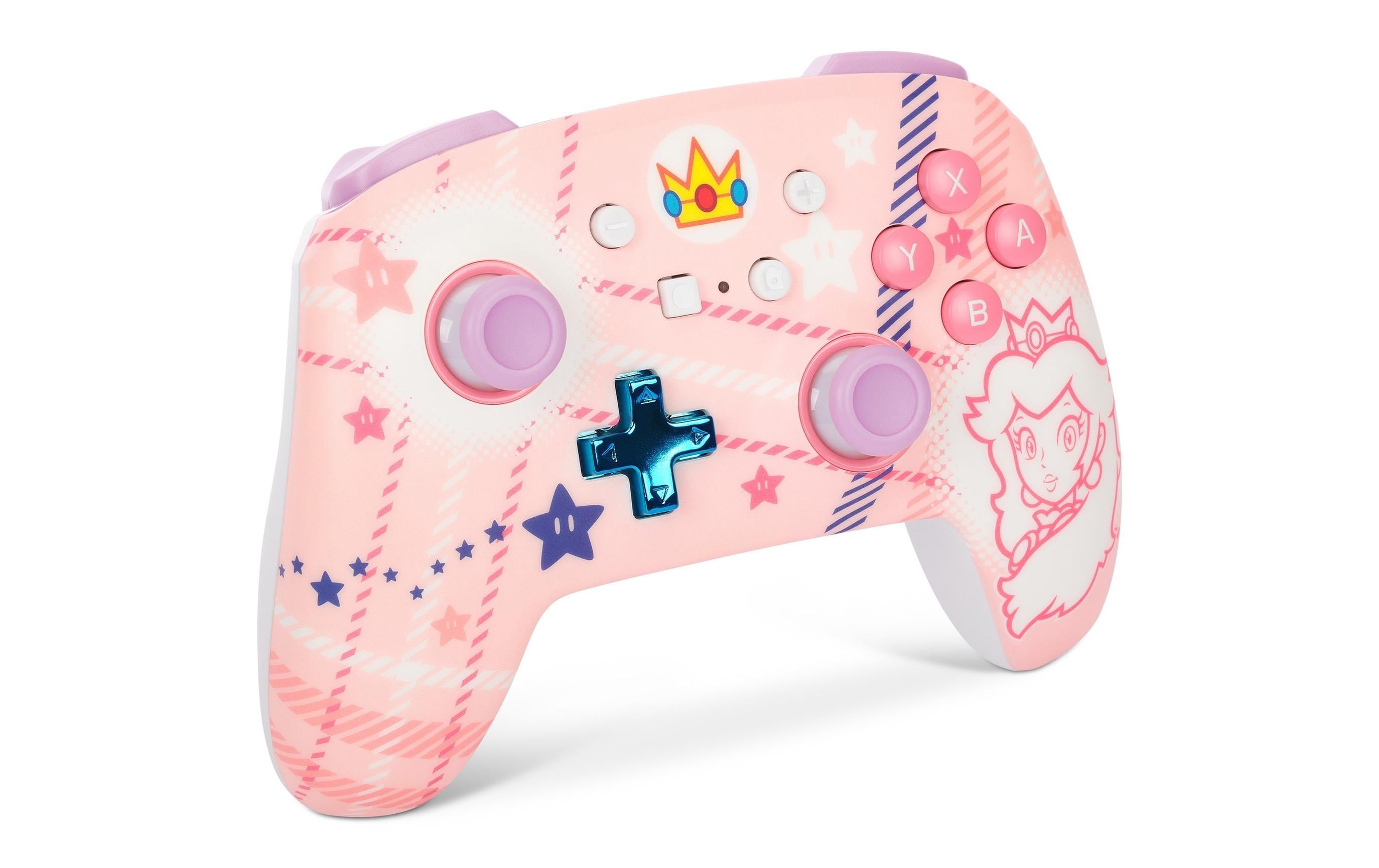 Power A Enhanced Wireless Controller Princess Peach Plaid