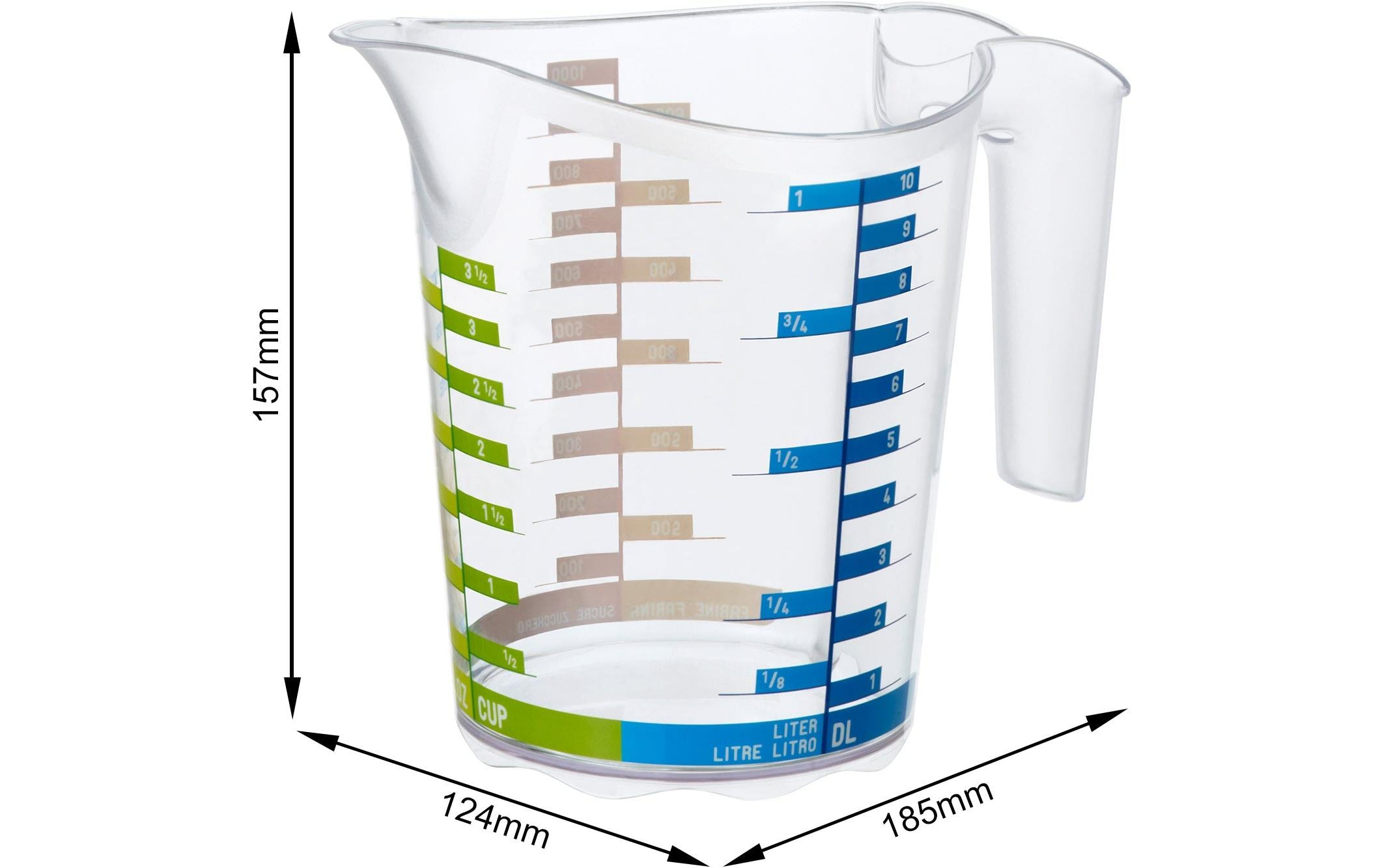 Rotho Messbecher Domino Dekor 10 dl, Transparent