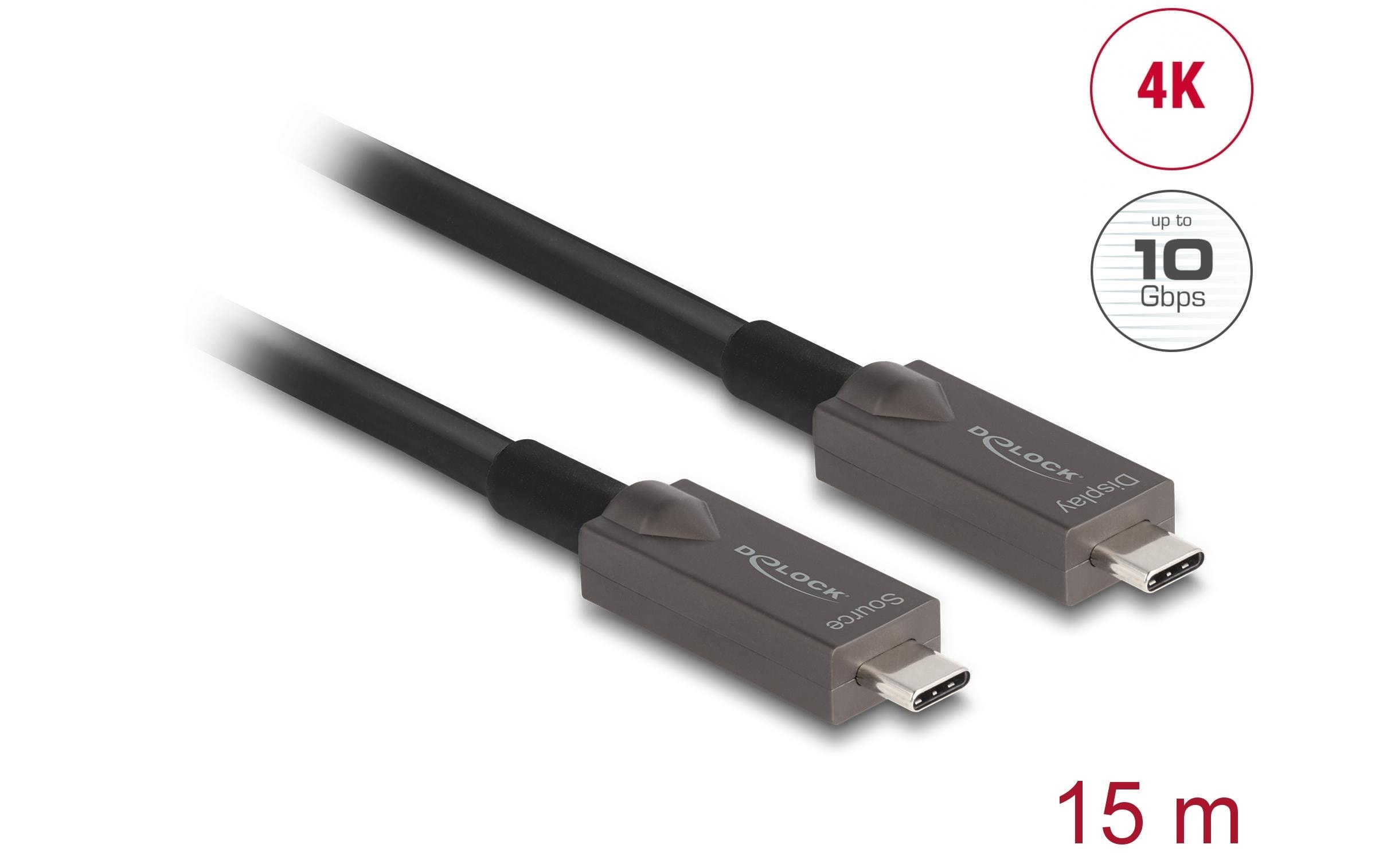 Delock Optisches Kabel 4K 10Gbps USB Type-C - USB Type-C, 15 m