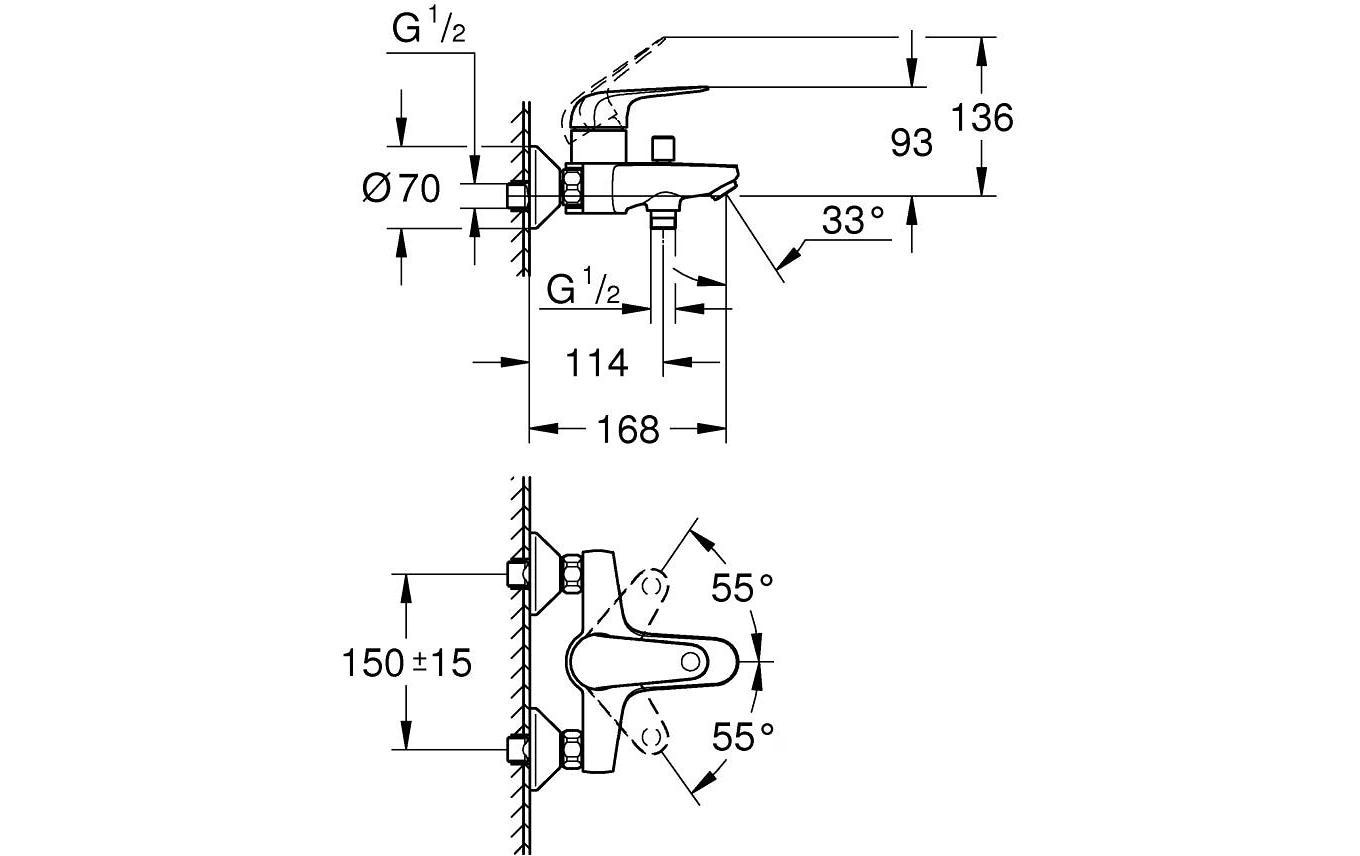 GROHE Einhand-Wannenbatterie Swift 1/2