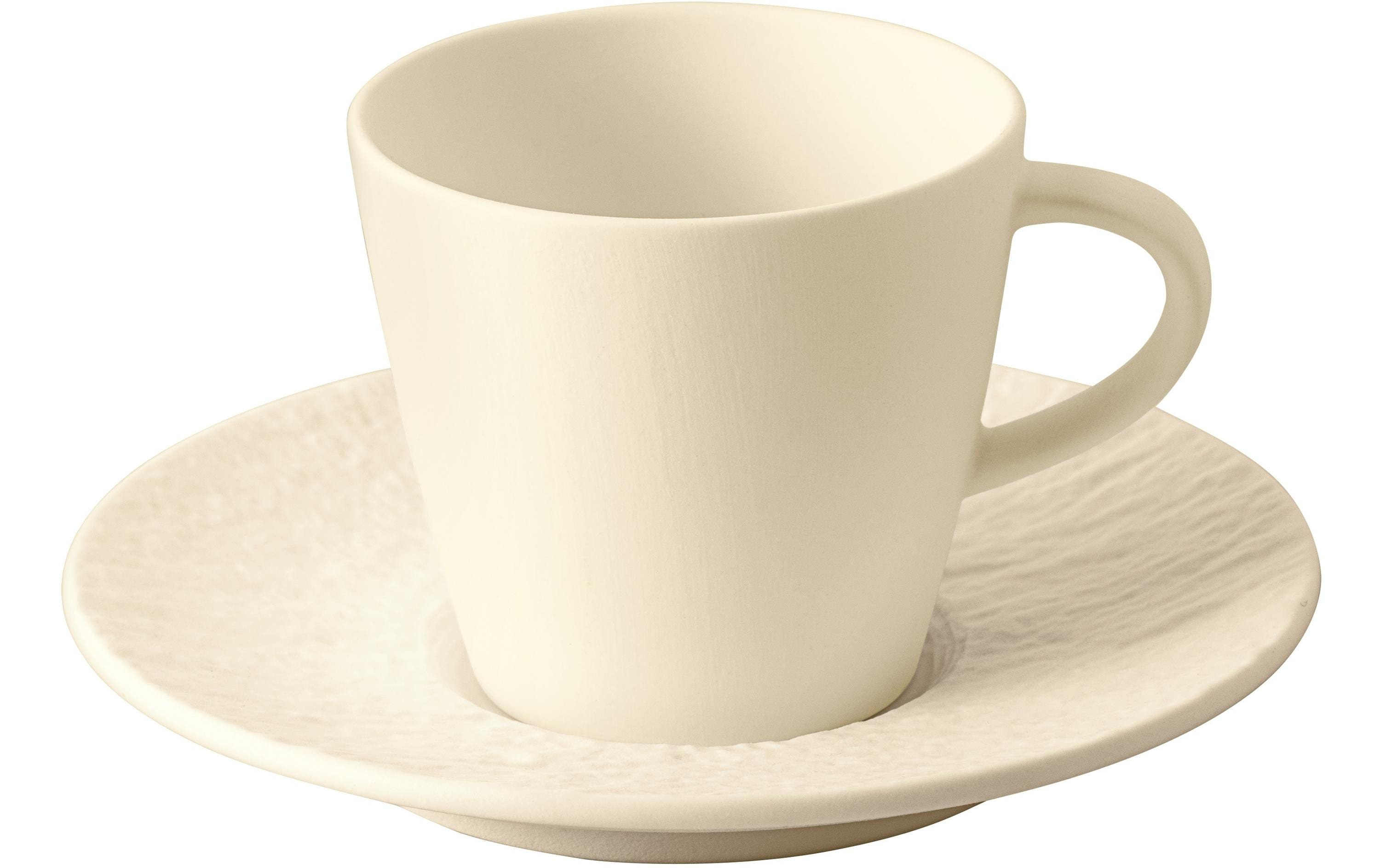 Villeroy & Boch Espressotasse Manufacture Rock 100 ml, 6 Stück, Crème/Weiss