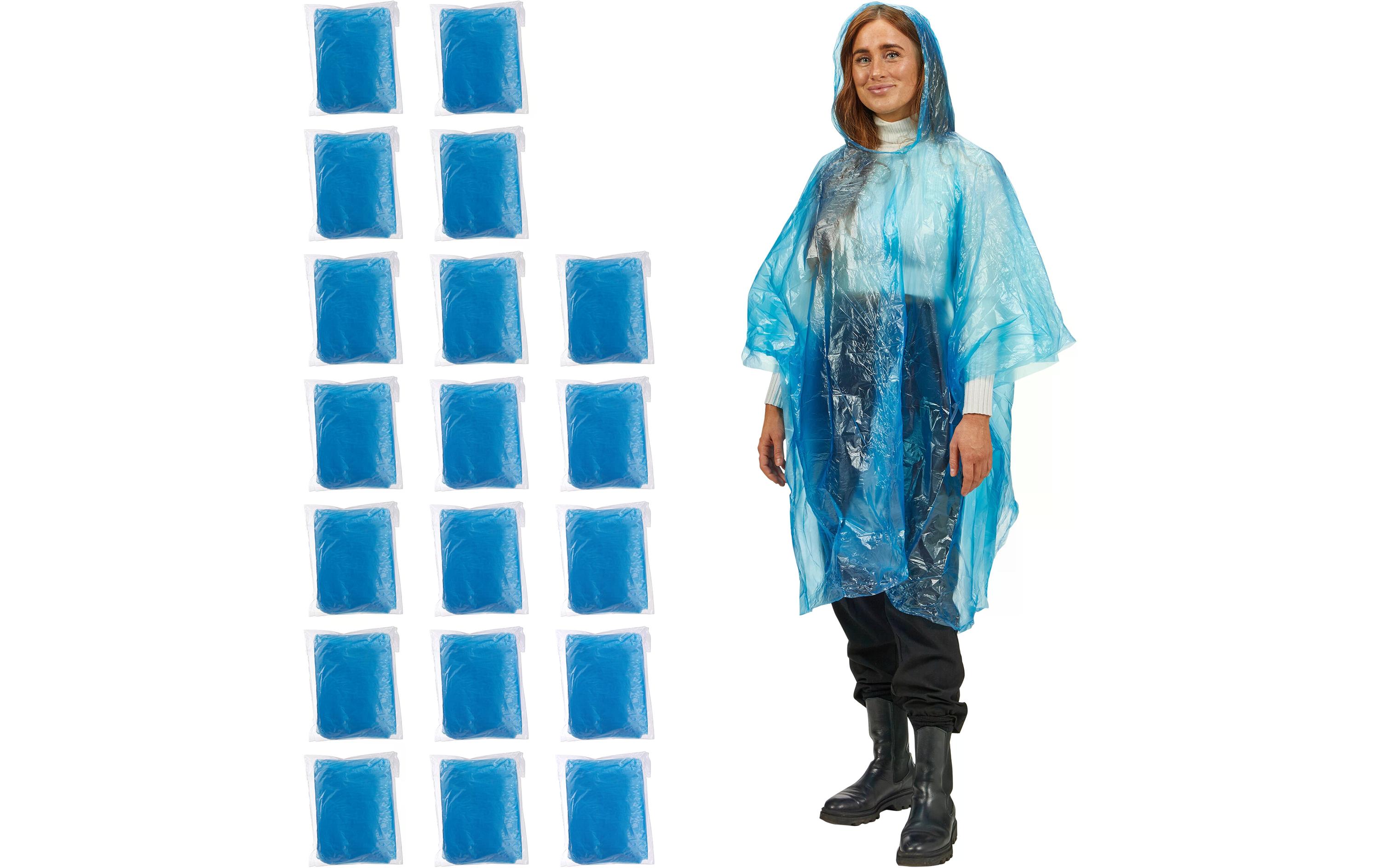 relaxdays Regenponcho 20 Stück, Blau