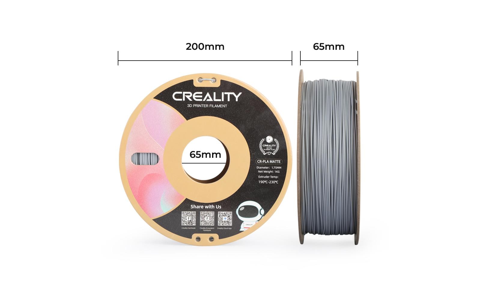 Creality Filament PLA, Mattgrau, 1.75 mm, 1 kg