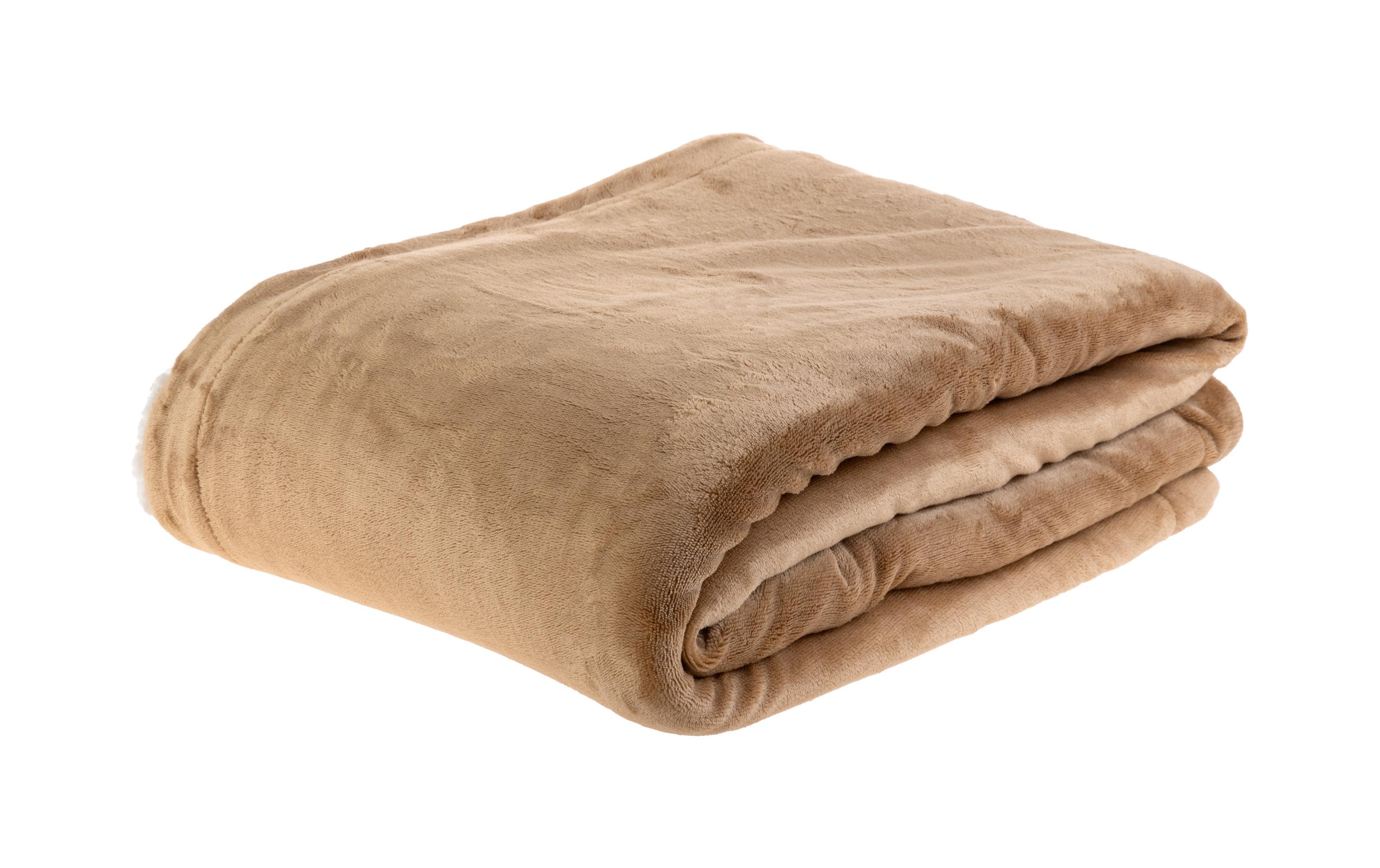 COCON Decke Fleece Sherpa 150 x 200 cm, Taupe-Weiss