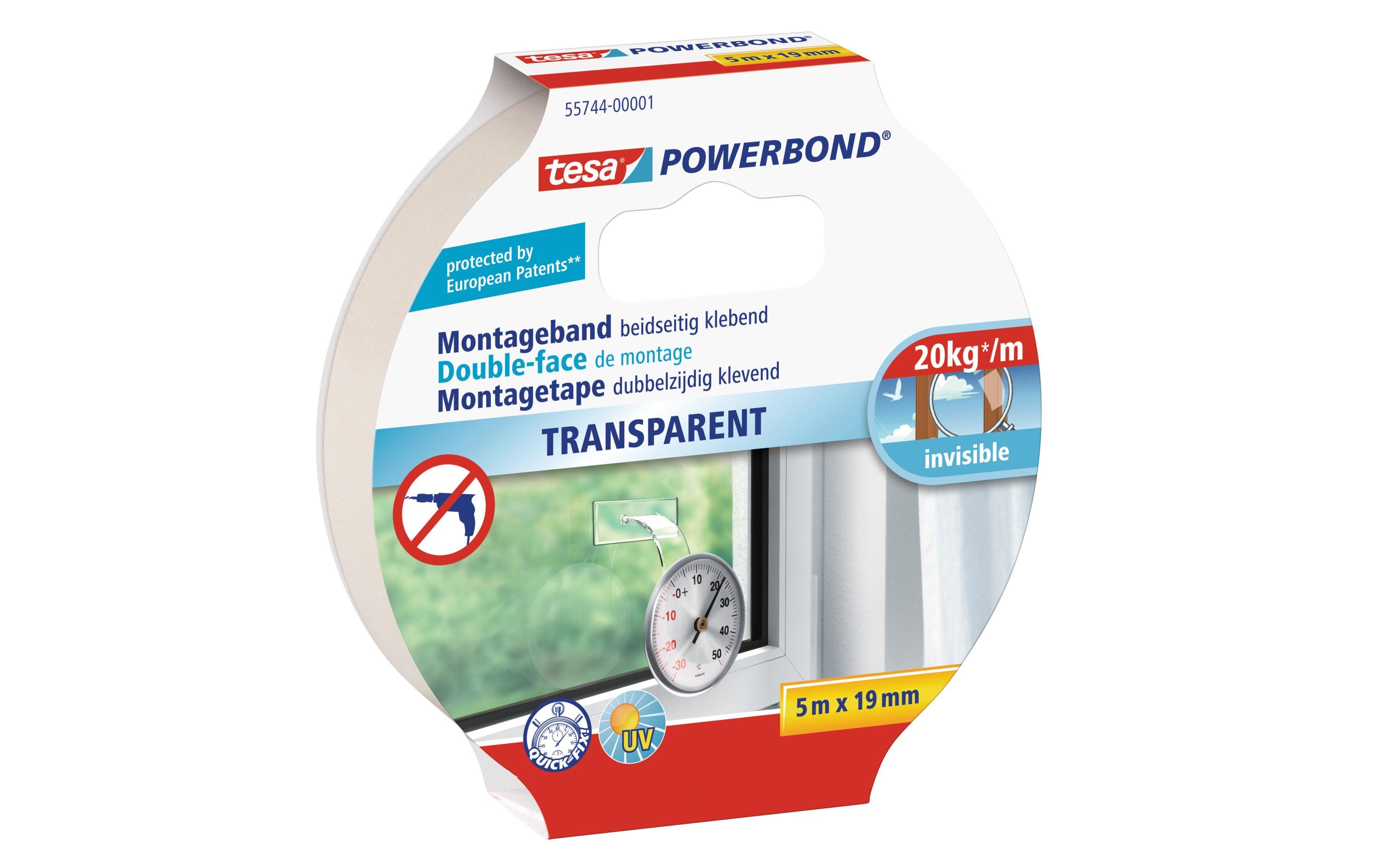 tesa Montageband Powerbond 5 m x 19 mm Transparent