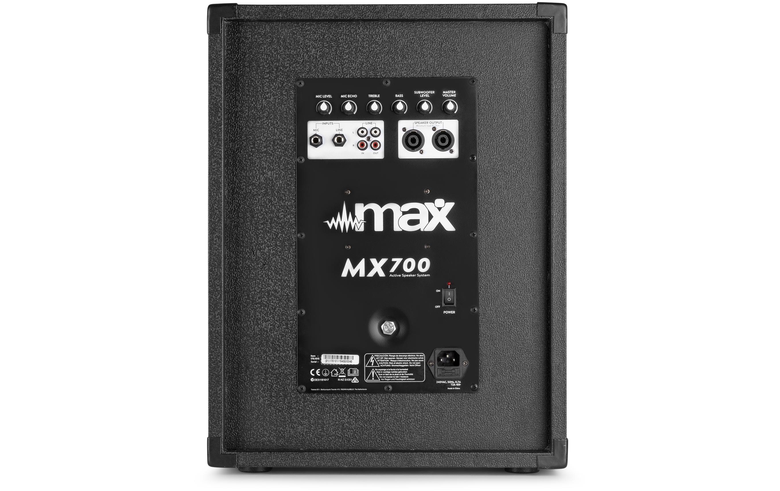 MAX PA-System MX700 Kompaktes 2.1 Soundsystem