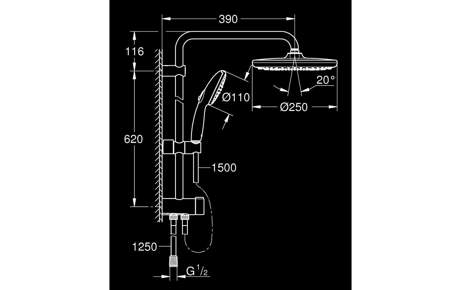 GROHE Duschsystem Vitalio Start 250 Chrom