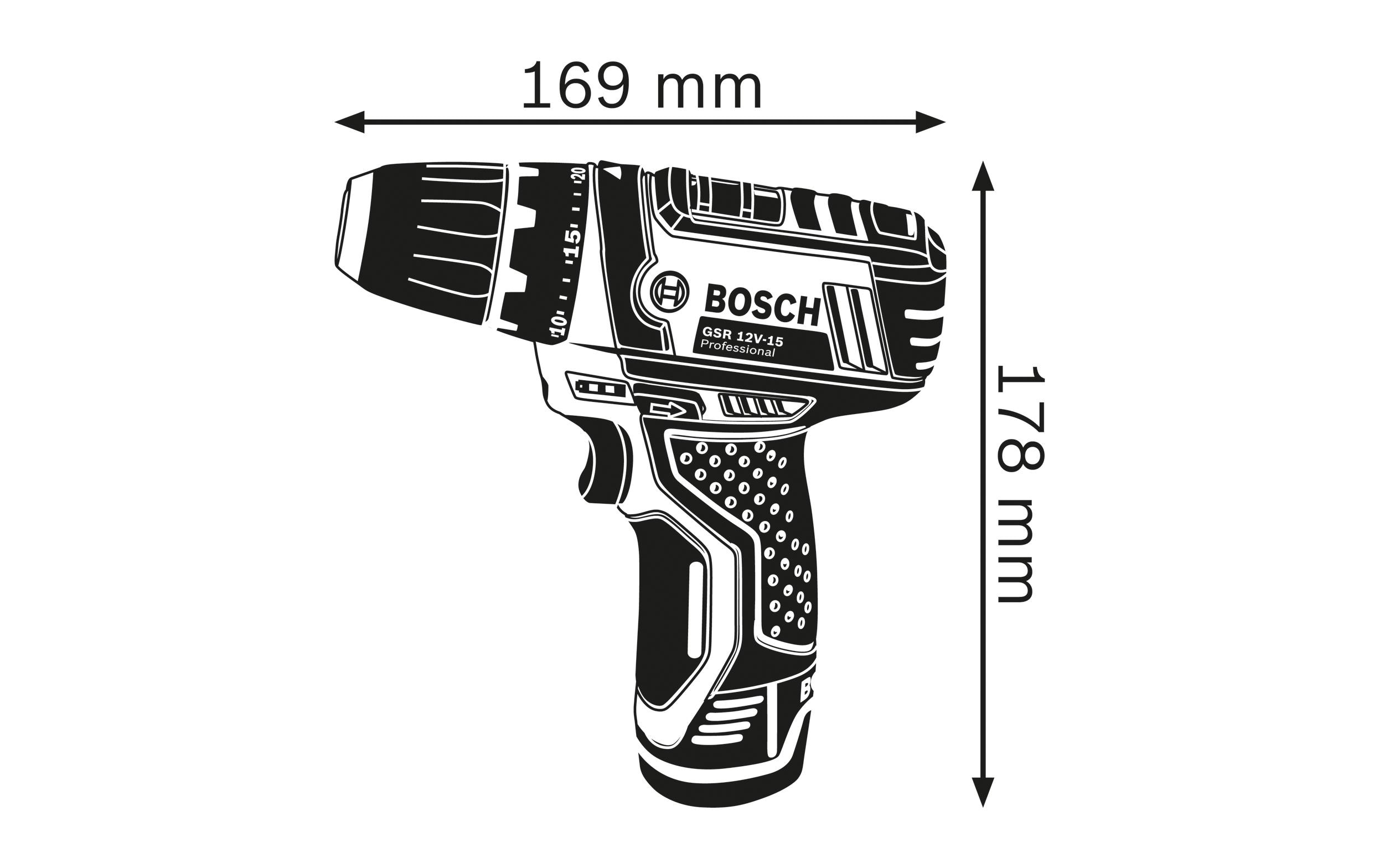 Bosch Professional Akku-Bohrschrauber GSR 12 V-15 + L-Boxx Clic&go Solo