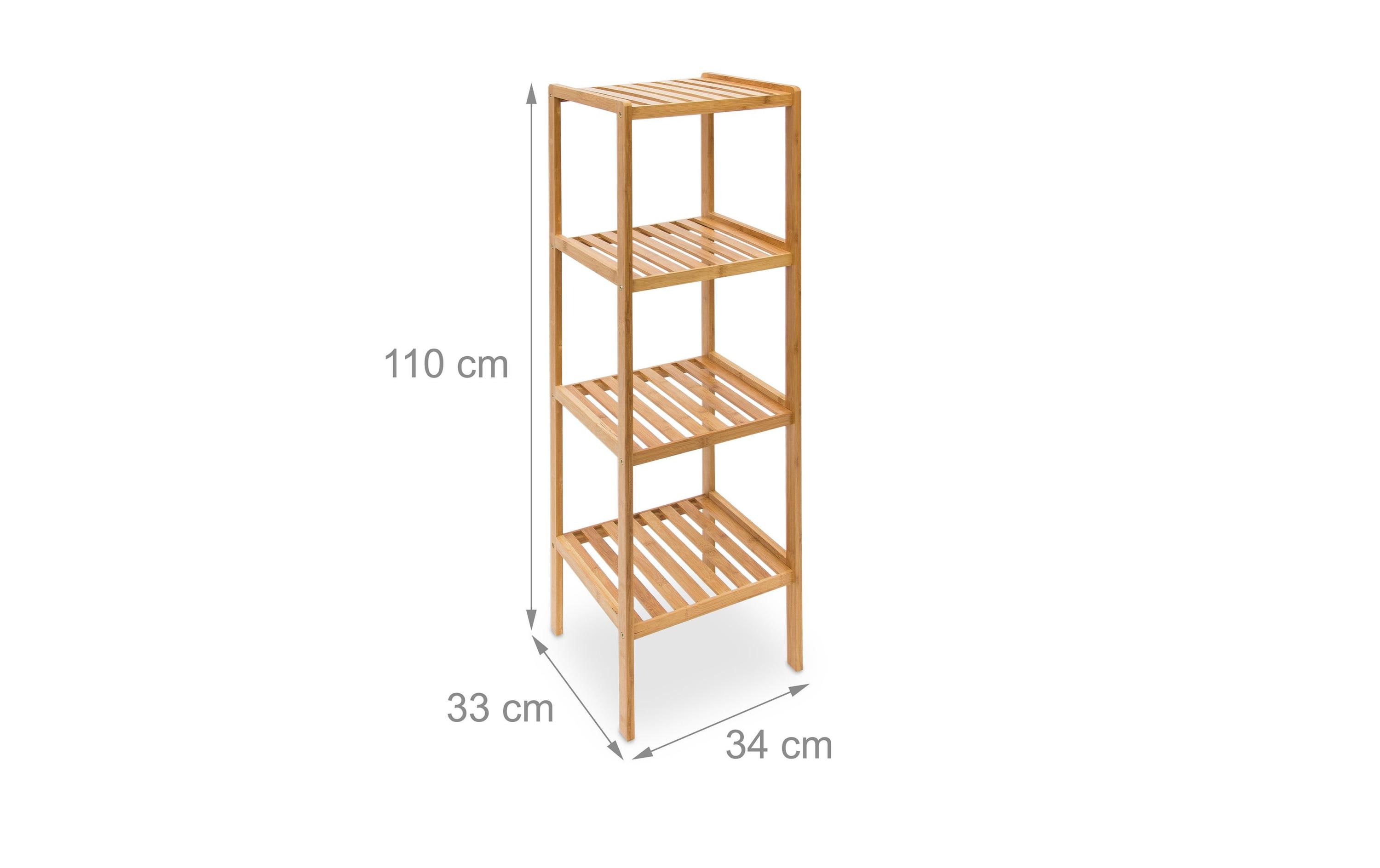 relaxdays Badezimmerregal mit 4 Ablagen 110 x 34 x 34 cm, Nature