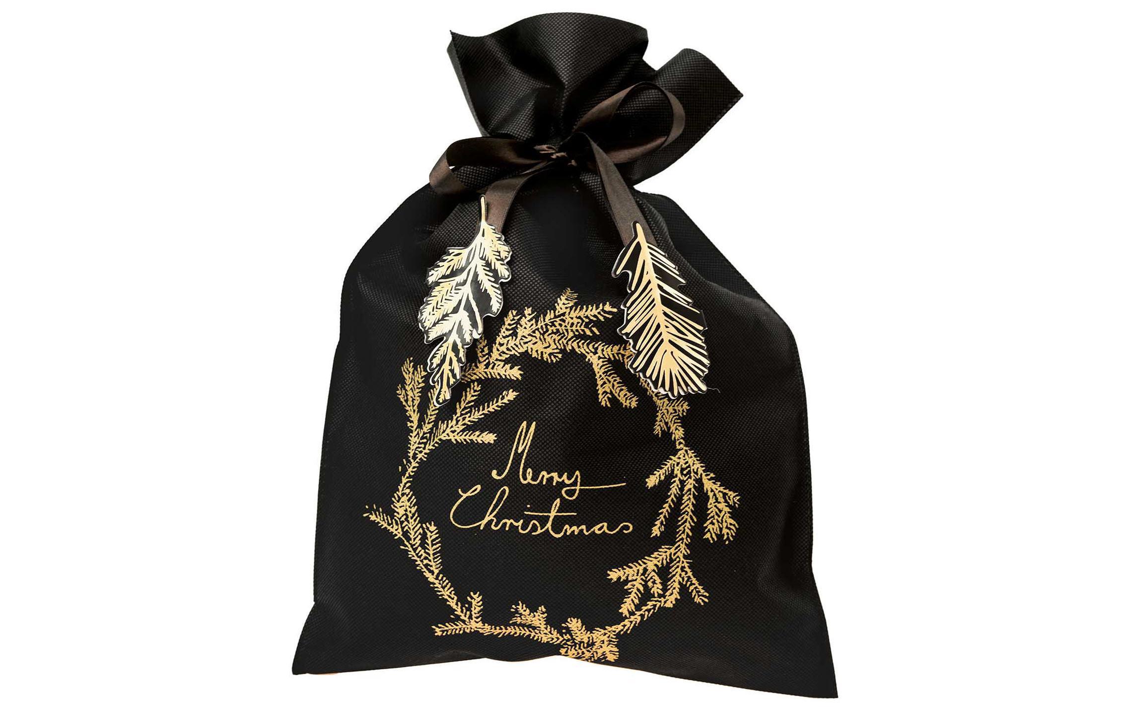 Rico Design Geschenktüte Merry Christmas 30 x 45 cm, Schwarz/Gold