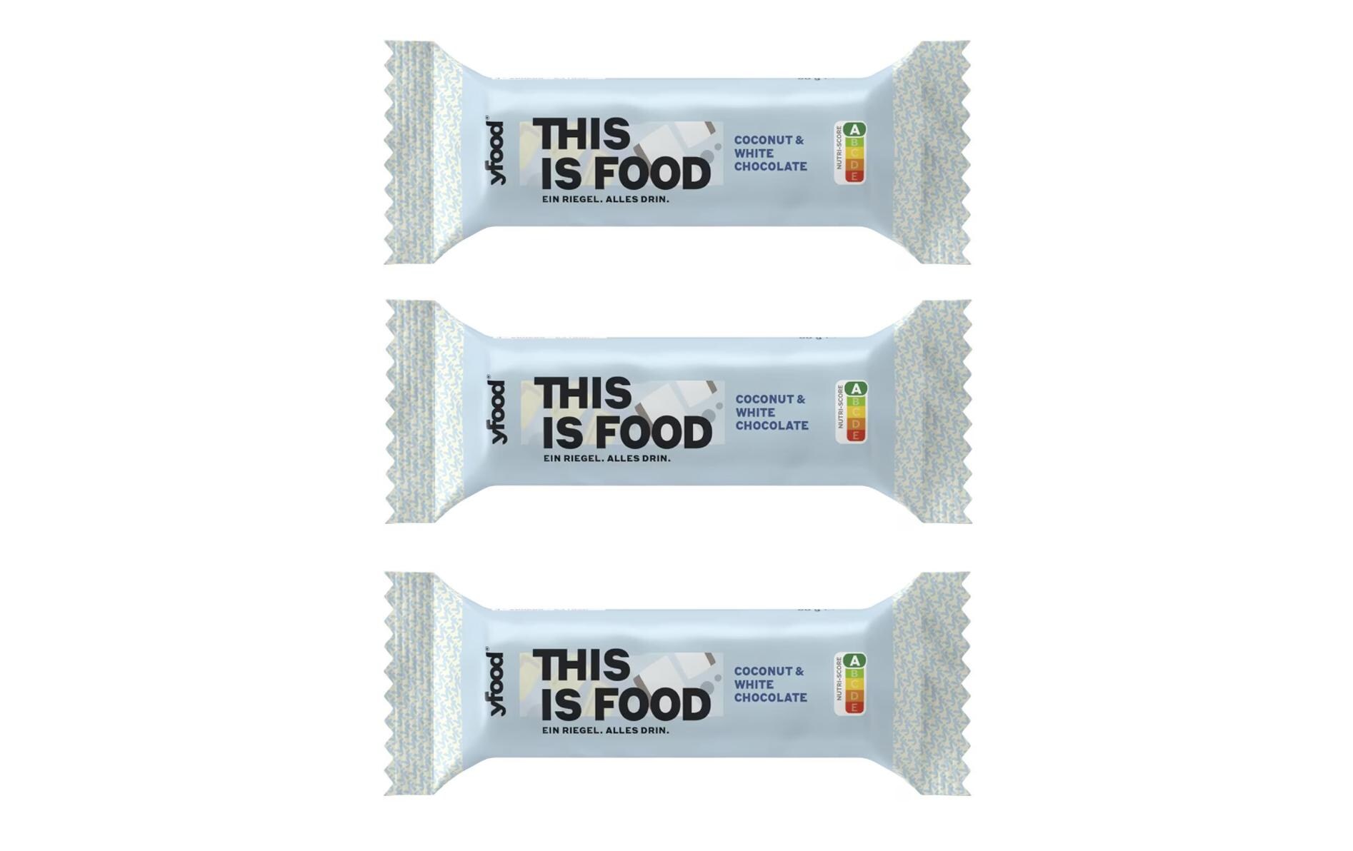 YFOOD Riegel Coconut and White Chocolate 3 x 60 g