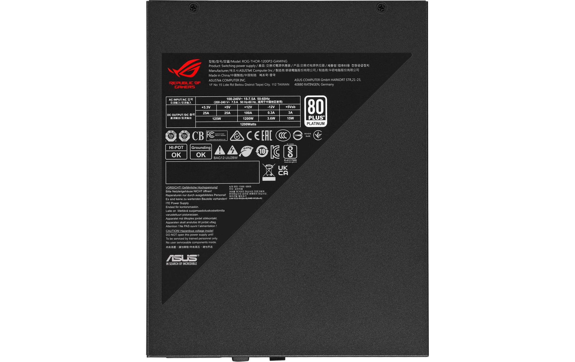 ASUS ROG Netzteil THOR-1200P2-GAMING 1200 W