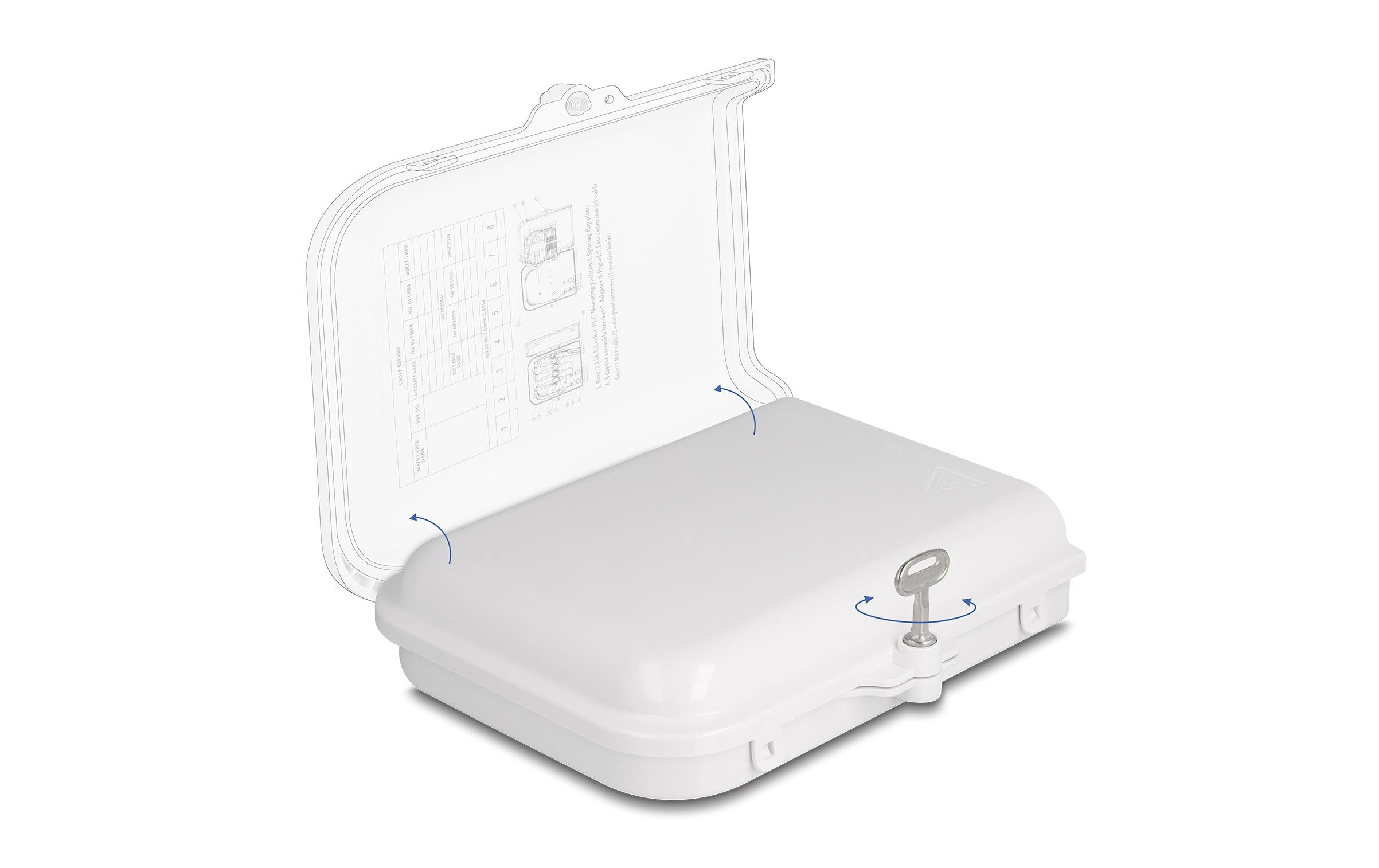 Delock LWL Verteilerbox IP65, 8 Port, Weiss