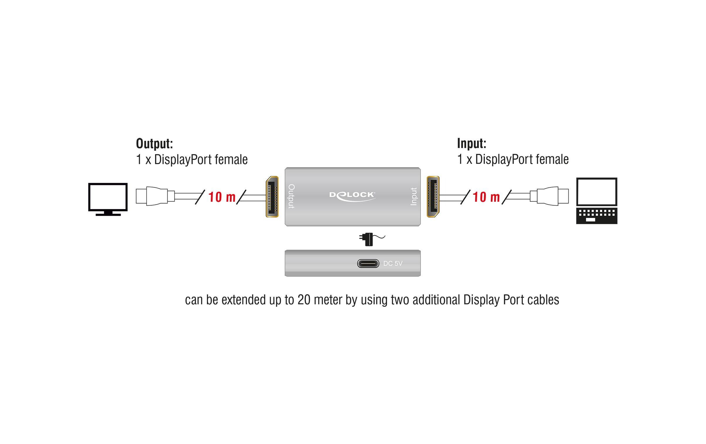 Delock Repeater DisplayPort 8K 30 Hz