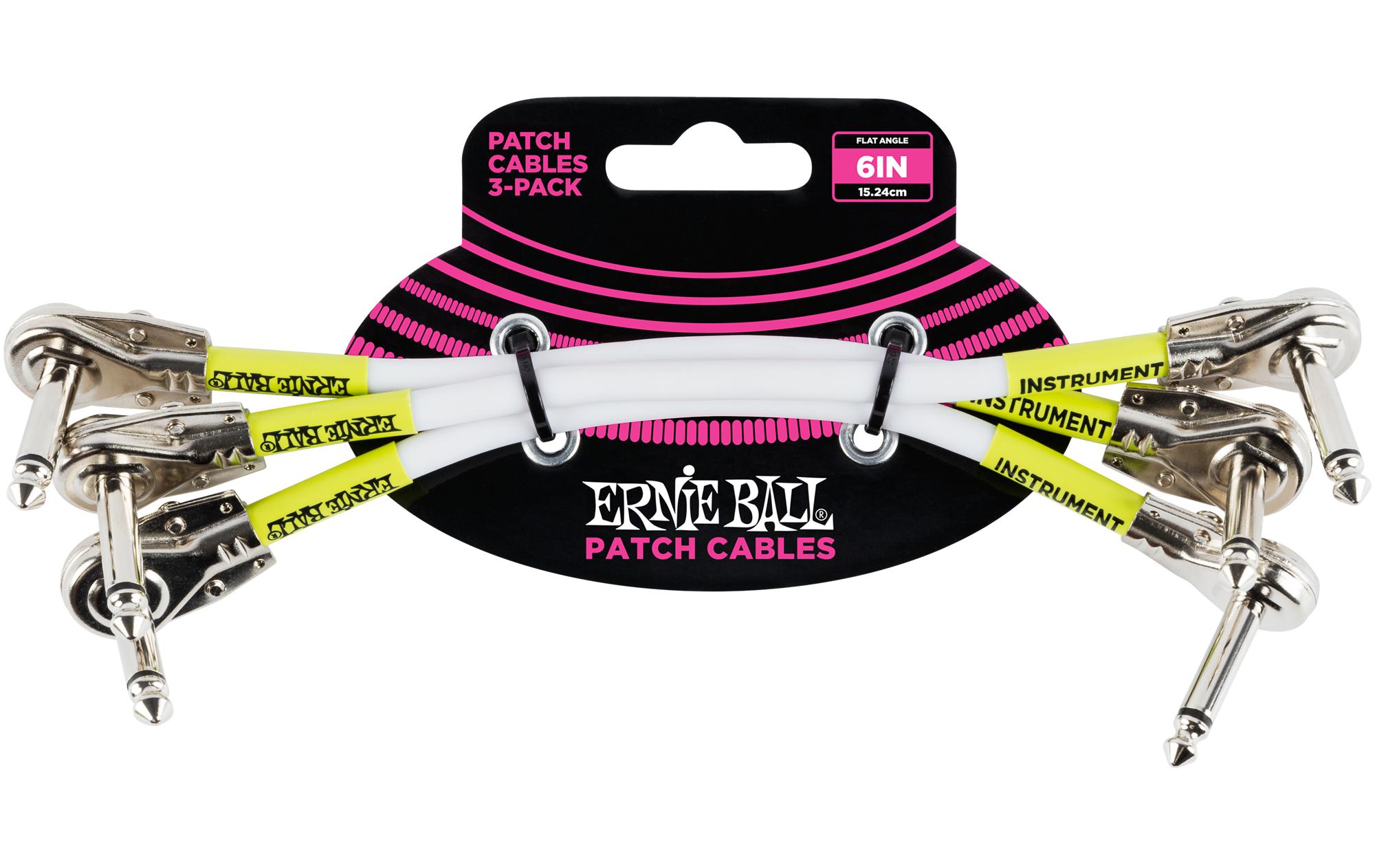 Ernie Ball Patch-Kabel 6052 3er Pack – 0.15 m, Weiss