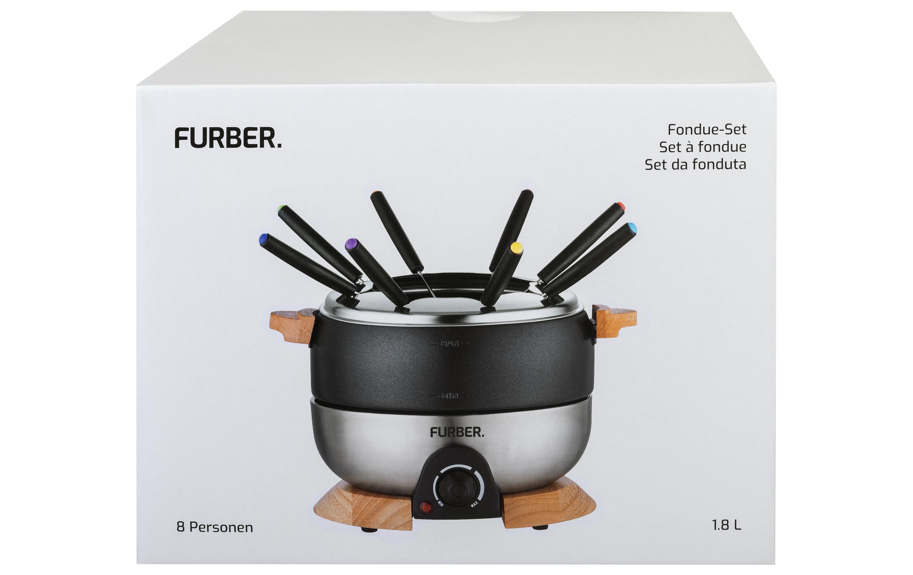 FURBER Fondue-Set Chalet 11 Teile, Schwarz/Silber