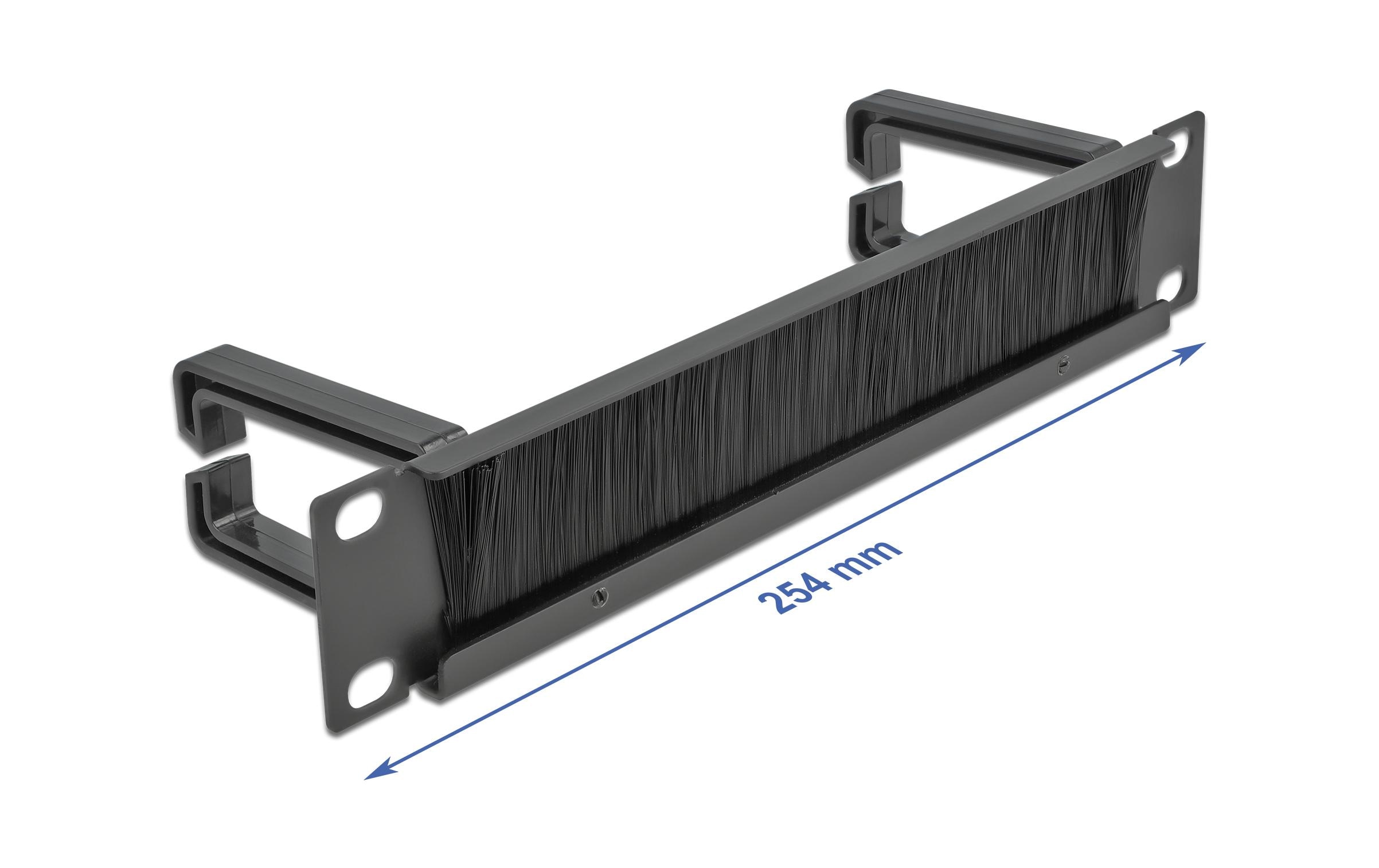 Delock Bürstenleiste mit 2 Bügeln, 1HE , Schwarz