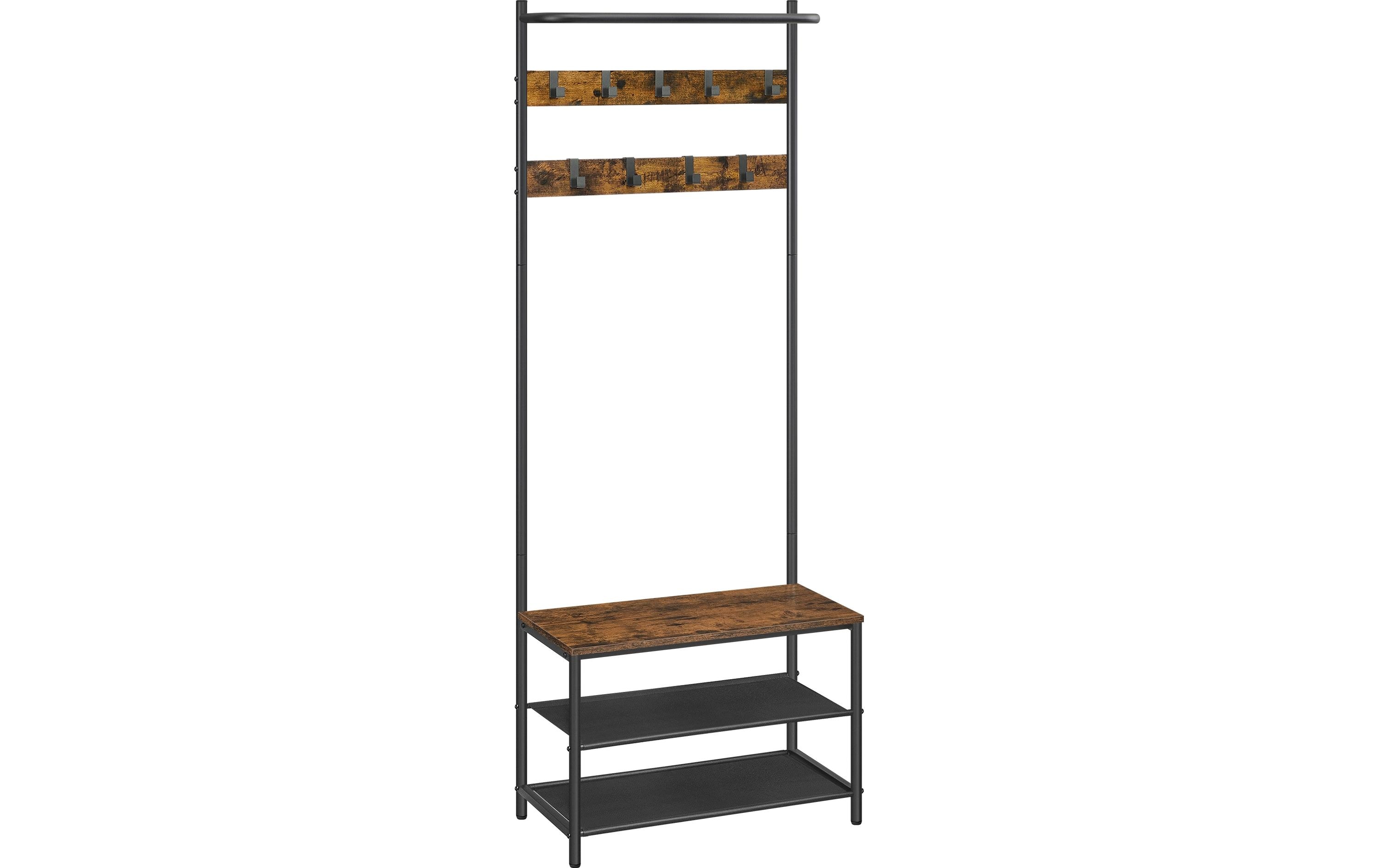 VASAGLE Garderobe 32.2 x 64 x 180 cm, Braun/Schwarz