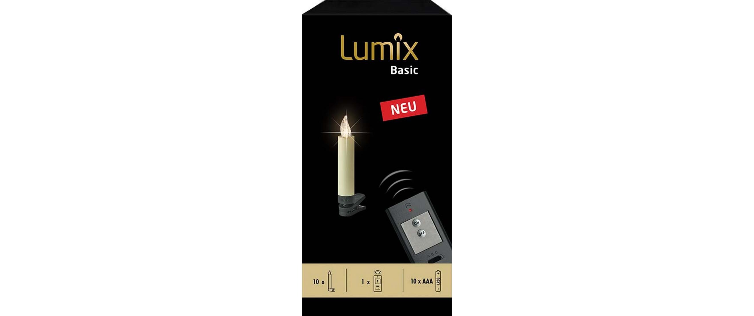 Lumix LED Baumkerze Basic Mini, Elfenbein, 10 Stück