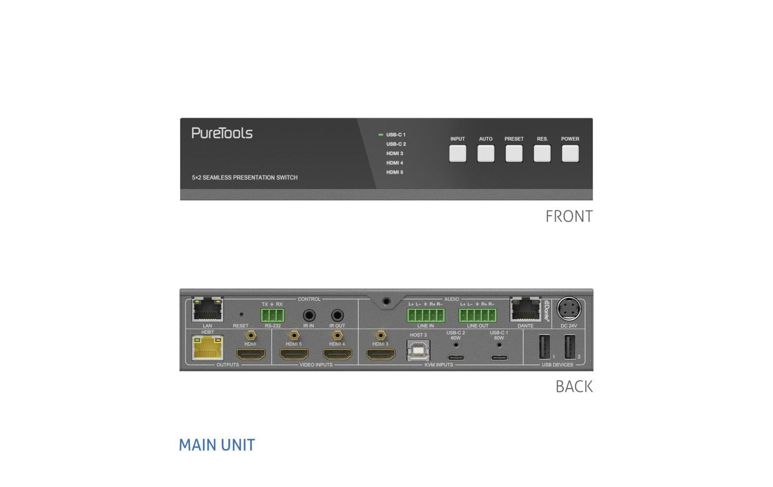 PureTools Switcher PT-PSW-52KVM 4K (60 Hz 4:4:4)