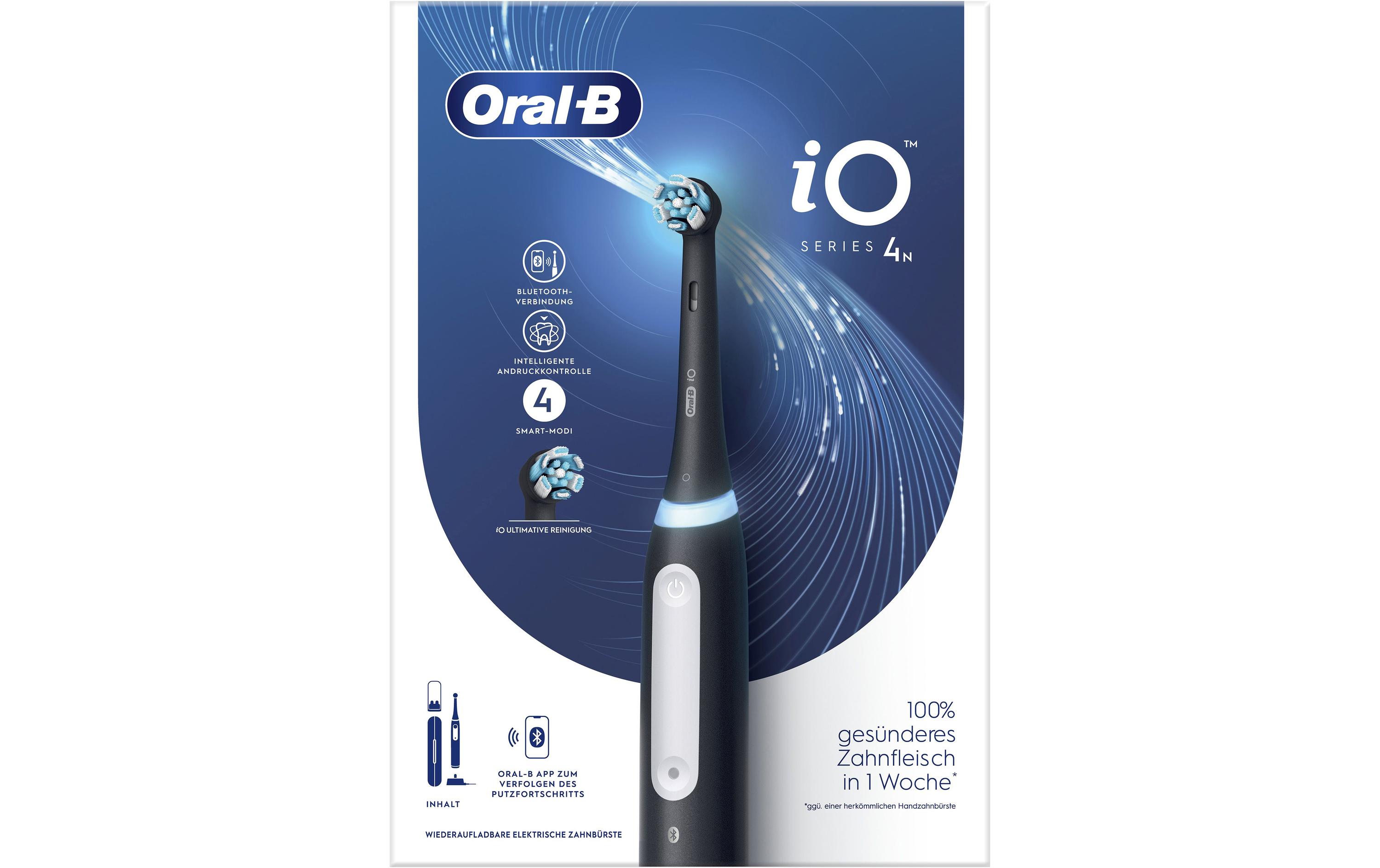 Oral-B Mikrovibrationszahnbürste iO Series 4 mit Etui, Schwarz matt