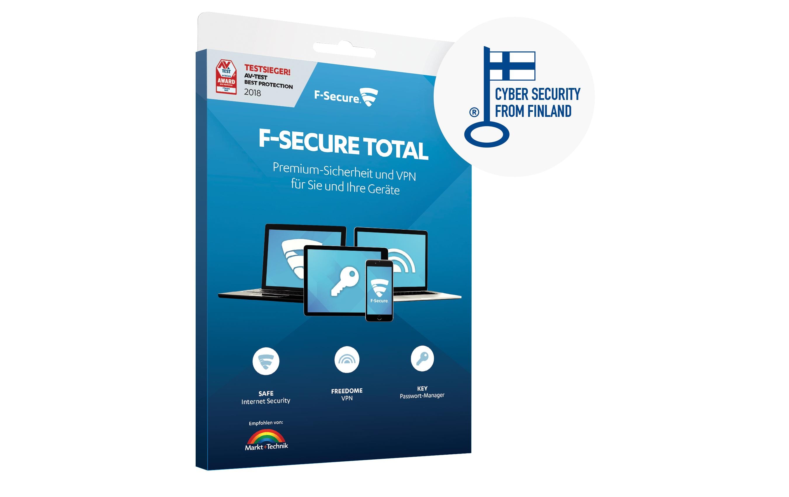 F-Secure TOTAL Security & VPN Vollversion, 5 Geräte, 1 Jahr