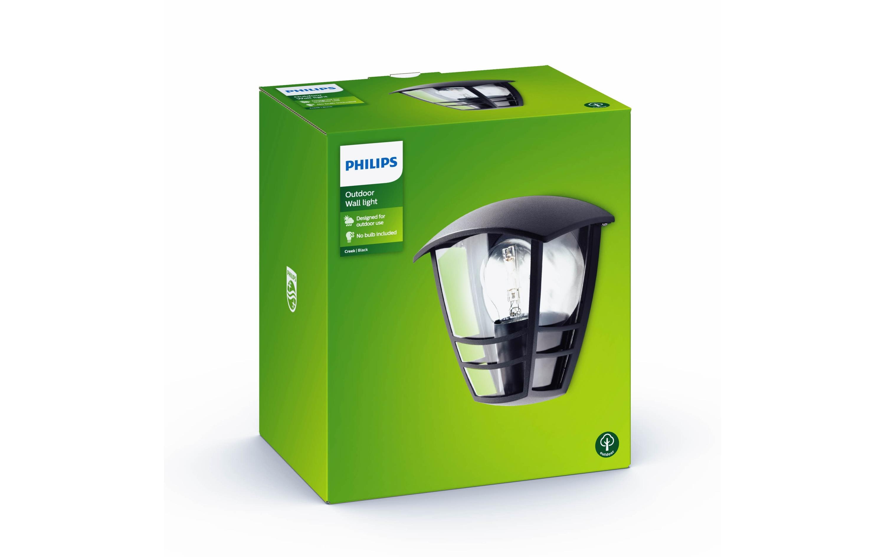 Philips myGarden Wandleuchte Creek, 60W, Schwarz, exkl. LM