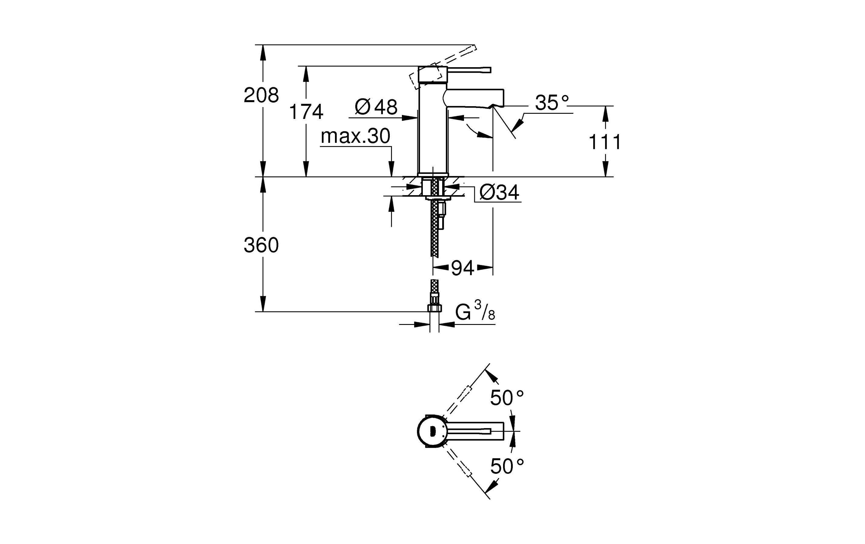 GROHE Lavaboarmatur Essence S-Size 1/2, Chrom