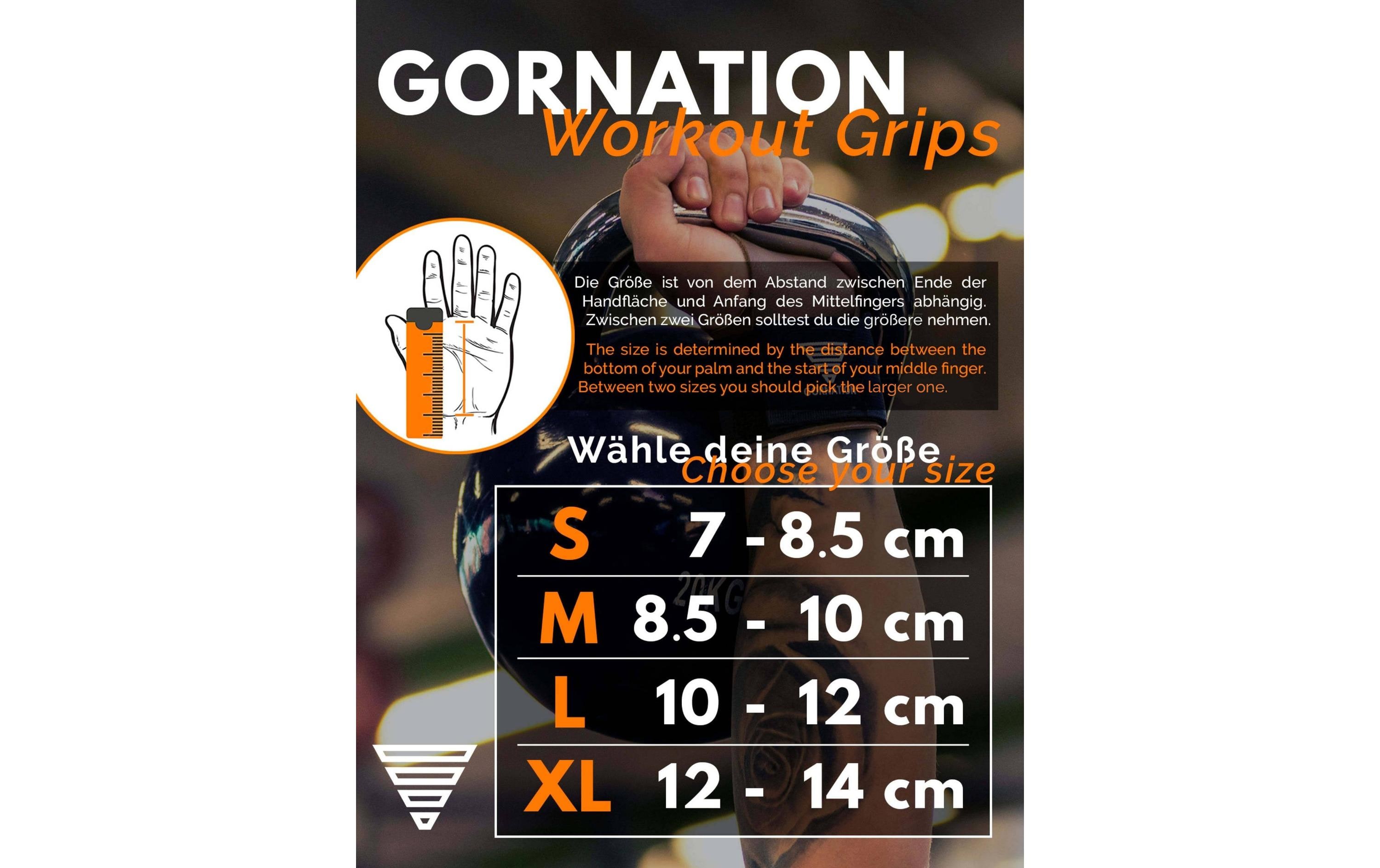 Gornation Fitnesshandschuhe Workout Grips Leder, S