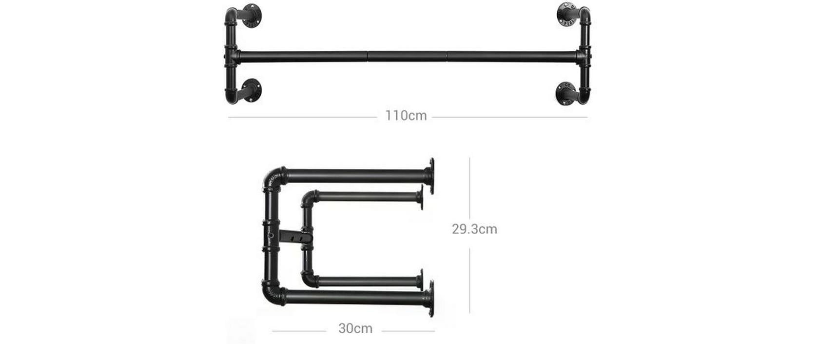 Songmics Wandgarderobe 2 Stück, Schwarz