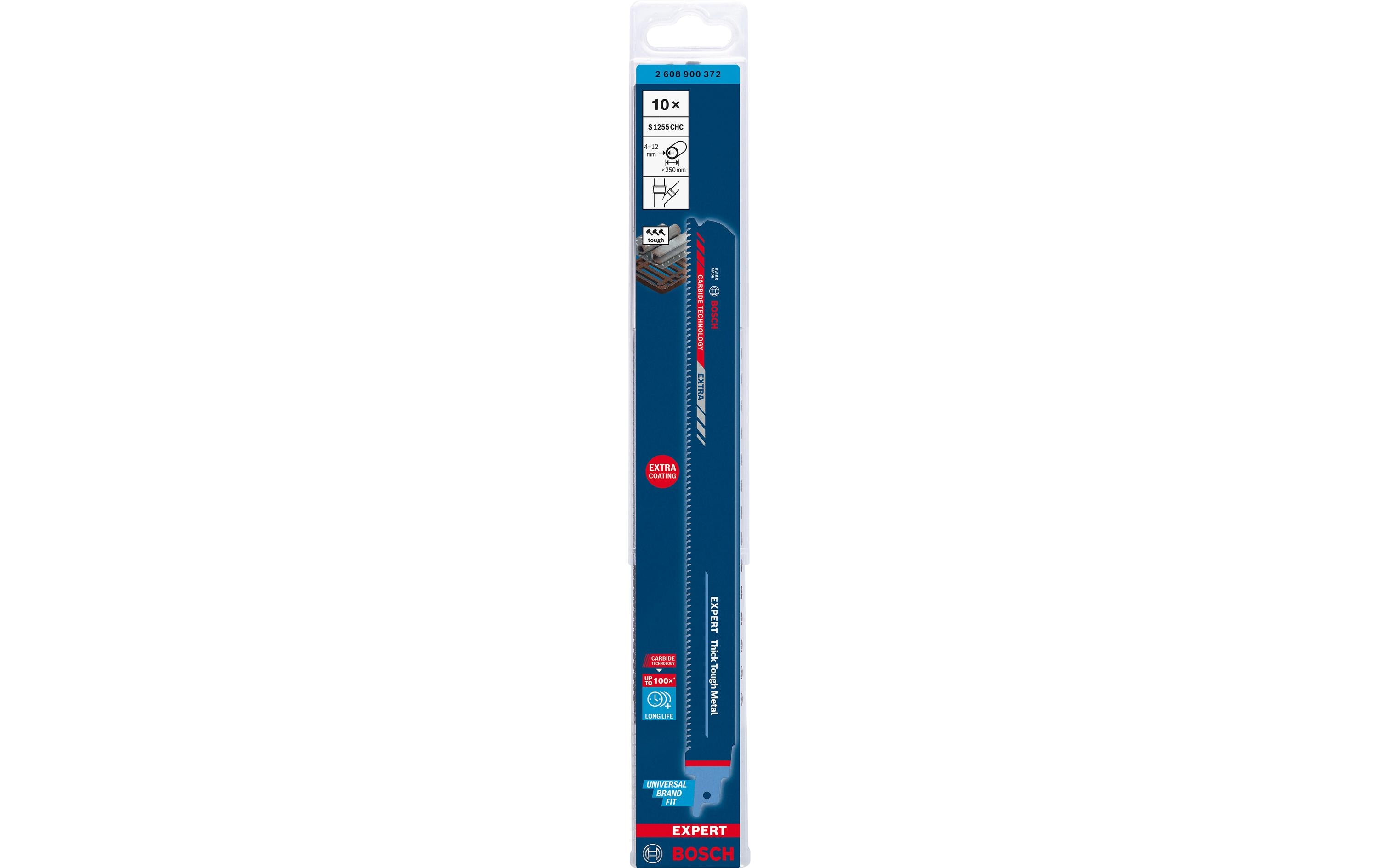 Bosch Professional Säbelsägeblatt EXPERT Thick Tough Metal S 1255 CHC, 10 Stück