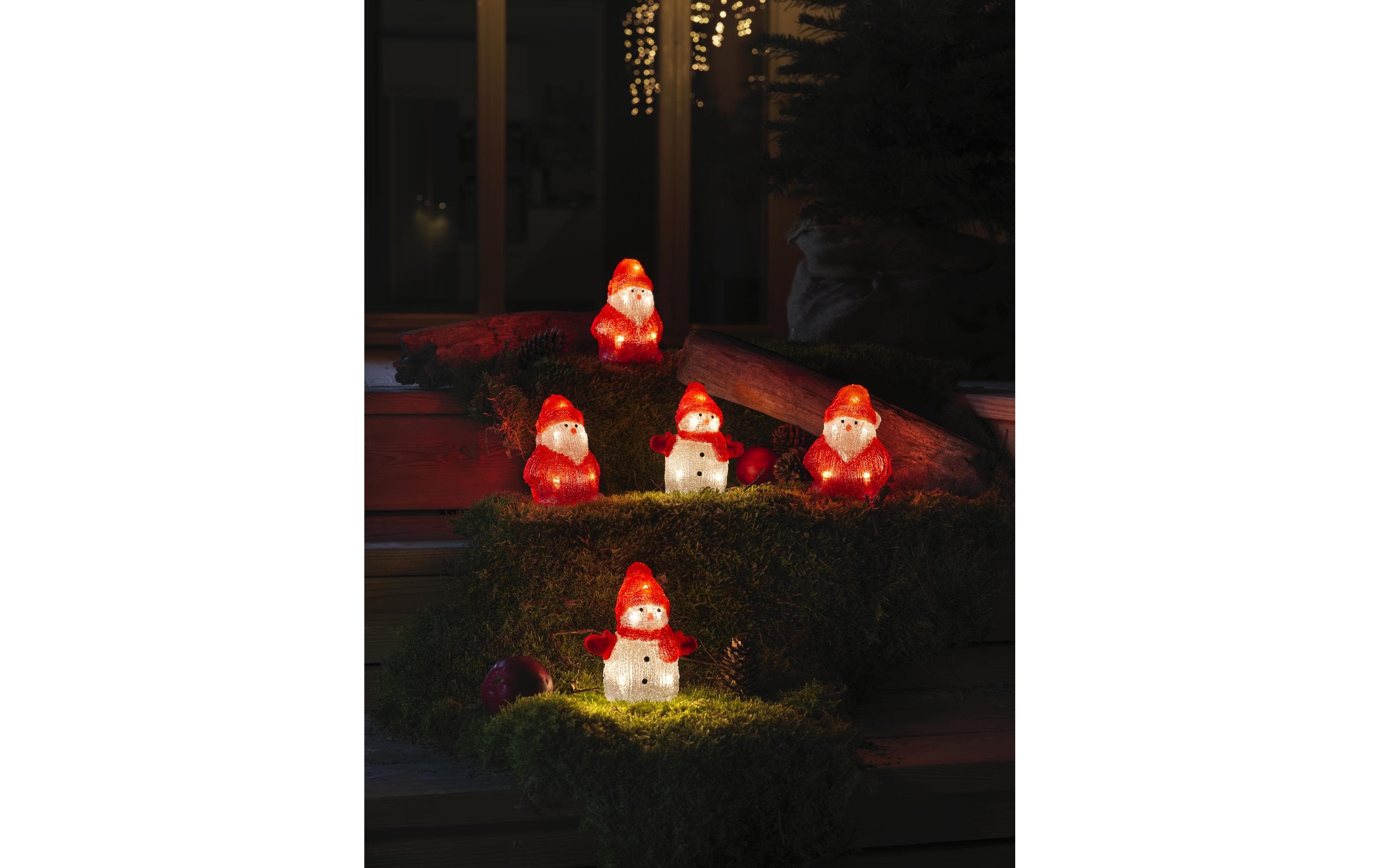 Konstsmide LED-Figur Acryl Schneemänner & Santas, 5er Set