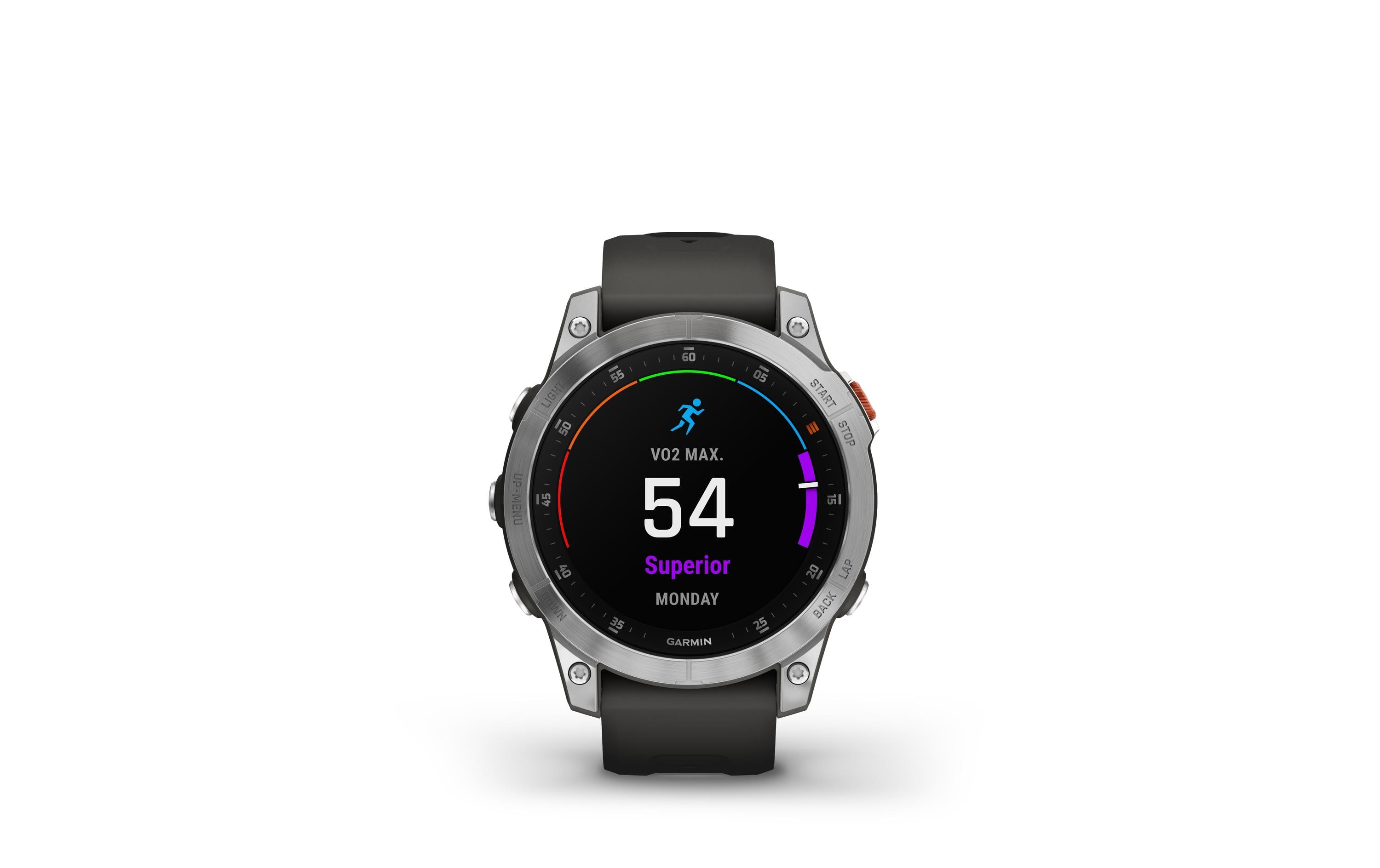 GARMIN Sportuhr Epix Gen 2, 22 mm Anthrazit/Silber