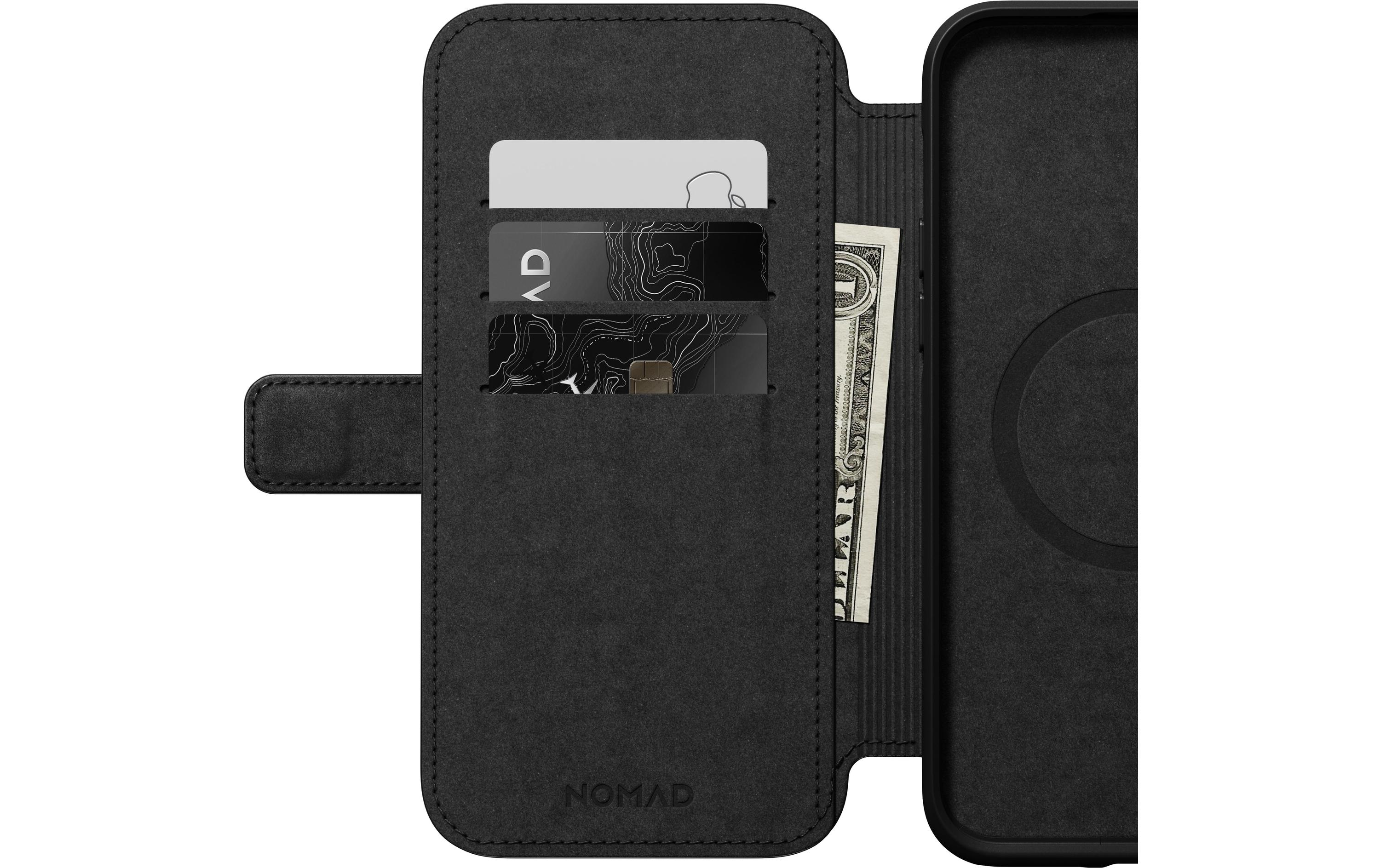 Nomad Book Cover Modern Leather Folio iPhone 14 Plus Schwarz