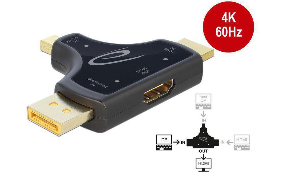 Delock Adapter HDMI, DisplayPort, miniDisplayPort auf HDMI