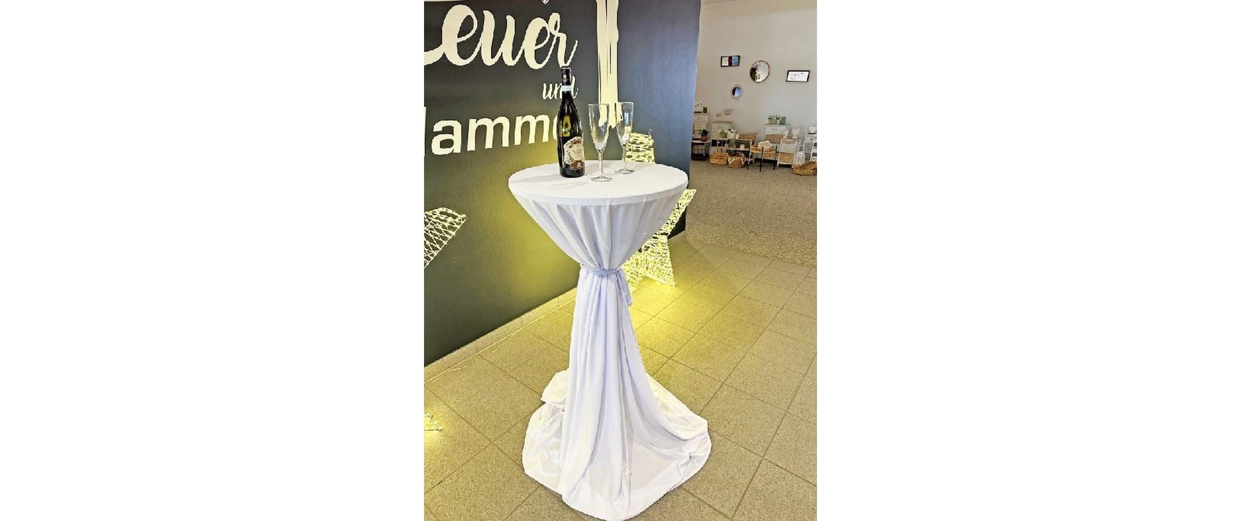 Dameco Stoff Stehtisch-Husse 80 cm/90 cm x 146 cm, Weiss