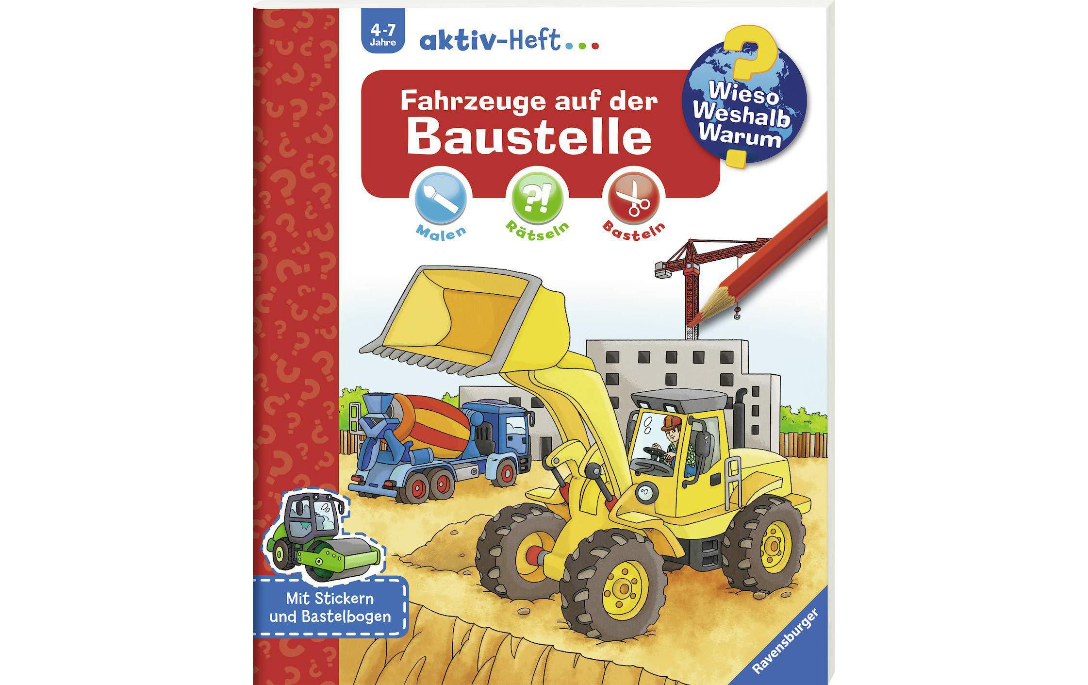 Ravensburger Kinder-Sachbuch WWW aktiv-Heft – Fahrzeuge auf der Baustelle