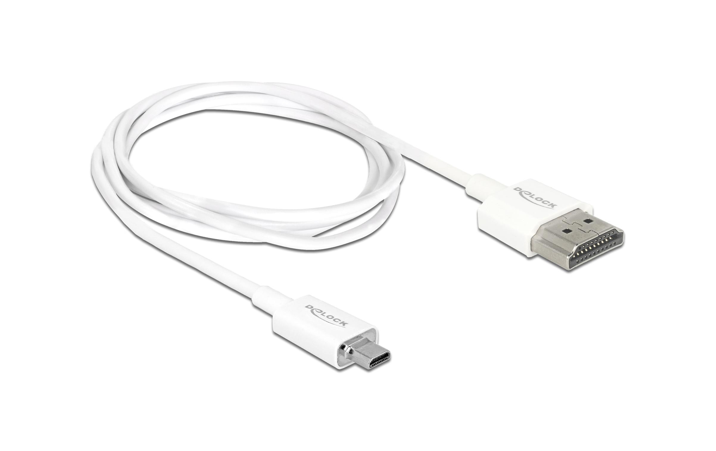 Delock Kabel 4K 60Hz HDMI - Micro-HDMI (HDMI-D), 1 m, Weiss