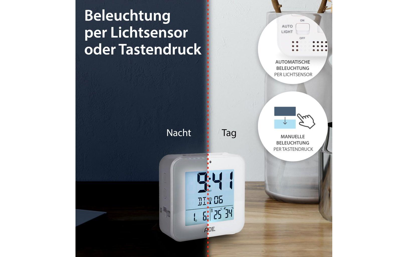 ADE Funkwecker mit Nachtlichtsensor