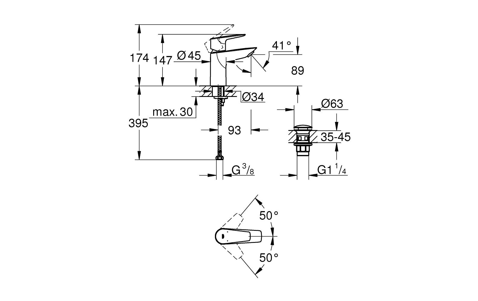 GROHE Lavaboarmatur Start Edge 1/2 S-Size LowFlow