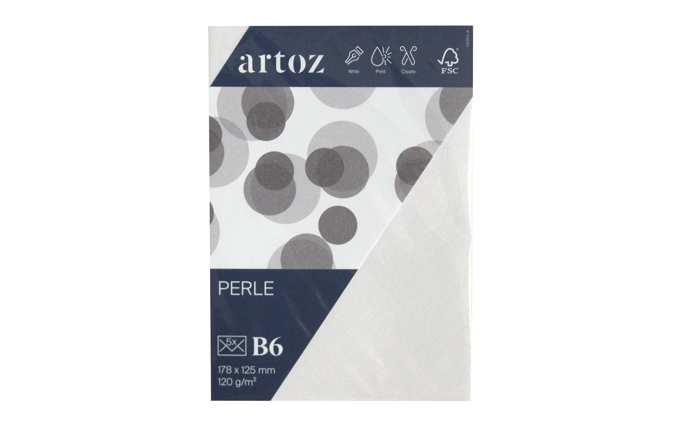 Artoz Couvert Perle B6, 5 Stück, Weiss